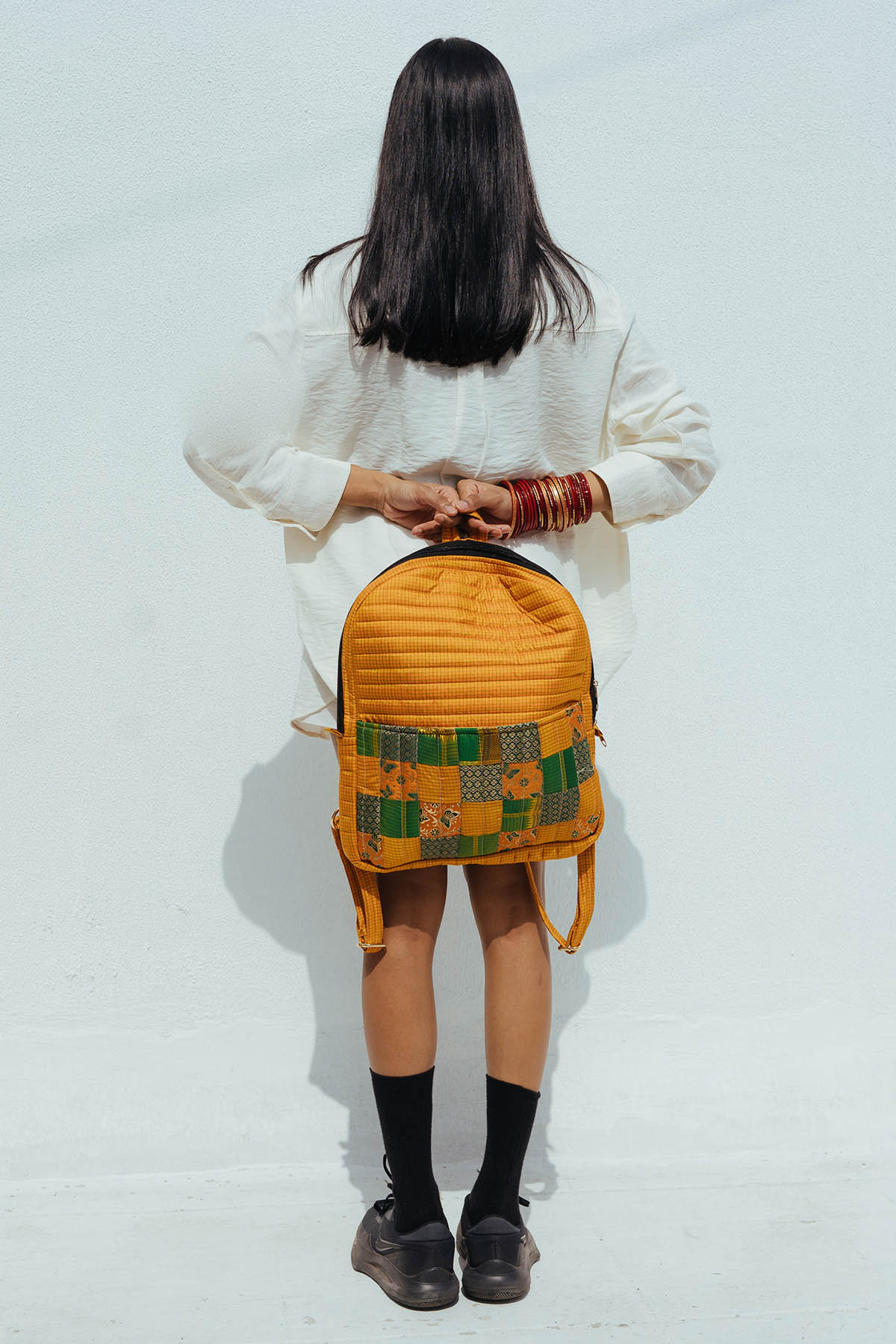 Yellow Silk Godhadi Patchwork Bag