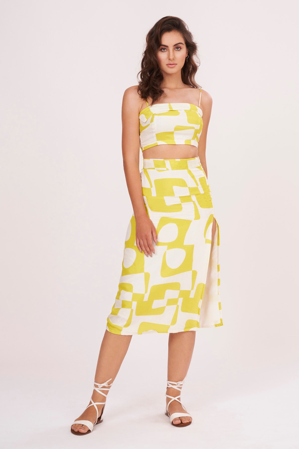 Yellow Strappy Top & Skirt Set