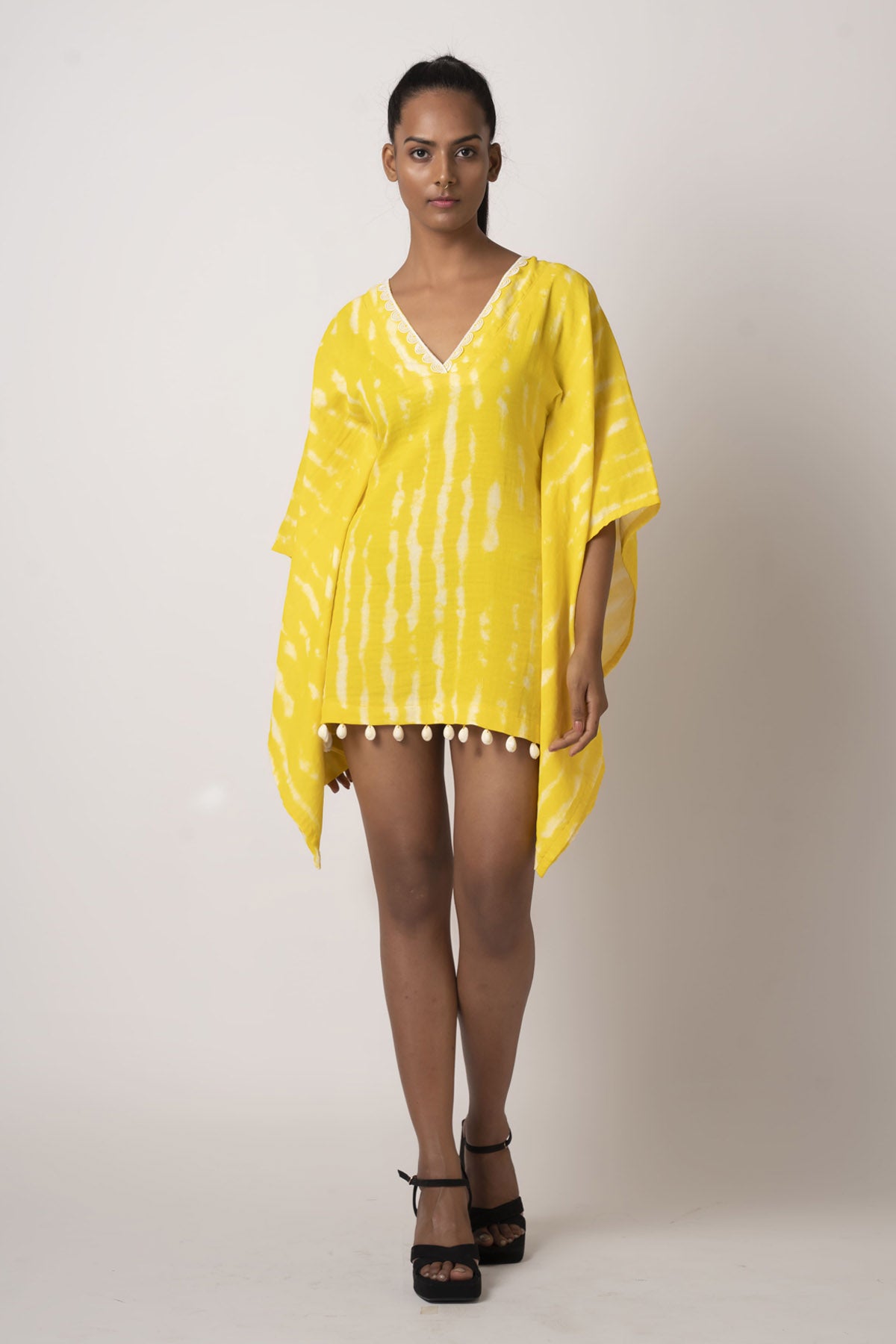 Yellow Tie & Dye Print Kaftan