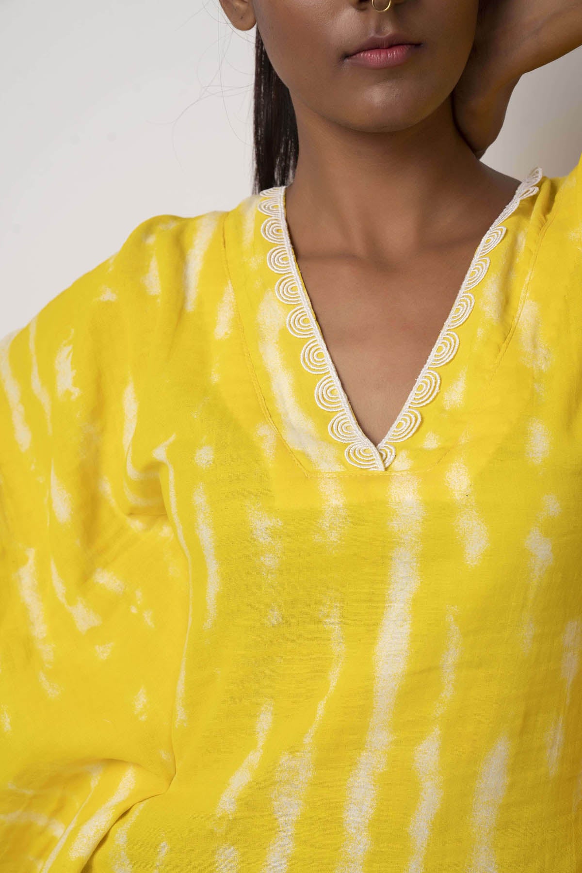 Yellow Tie & Dye Print Kaftan
