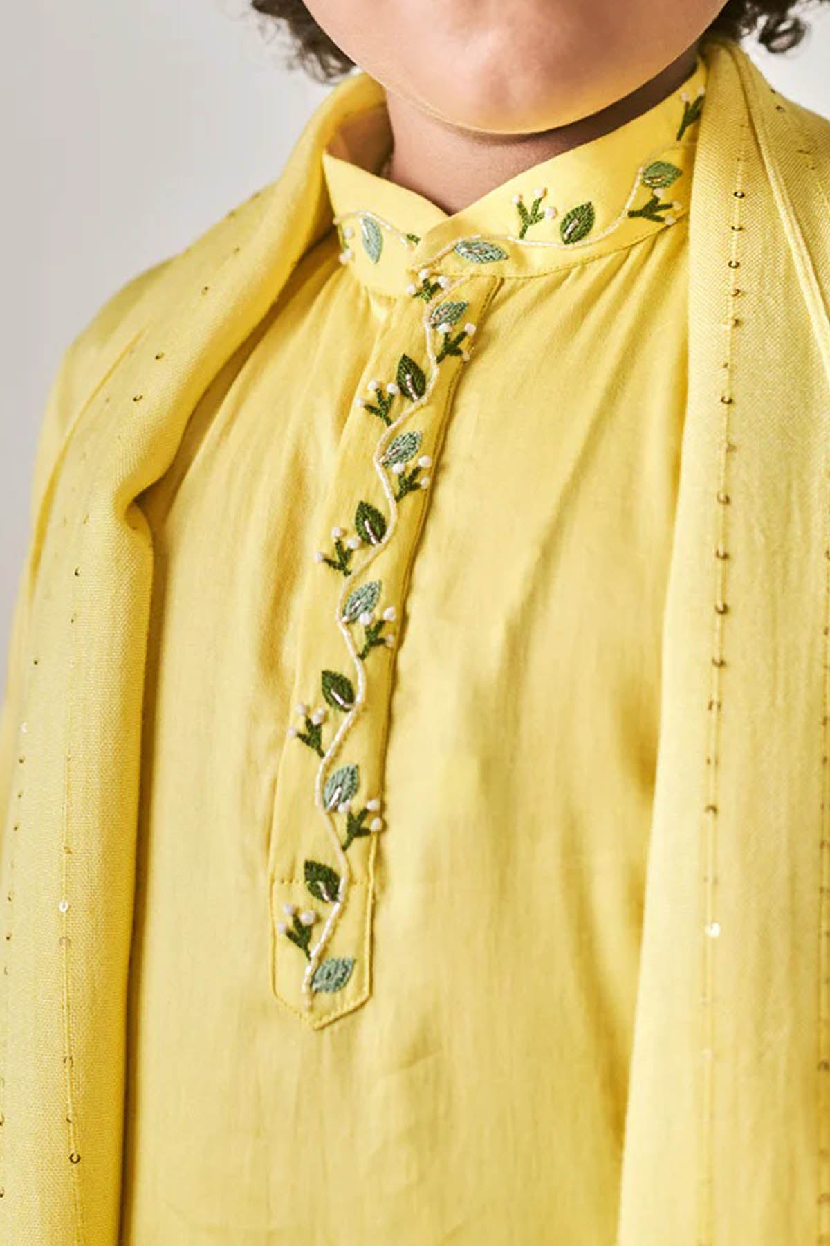 Yellow Vegan Silk Kurta Set