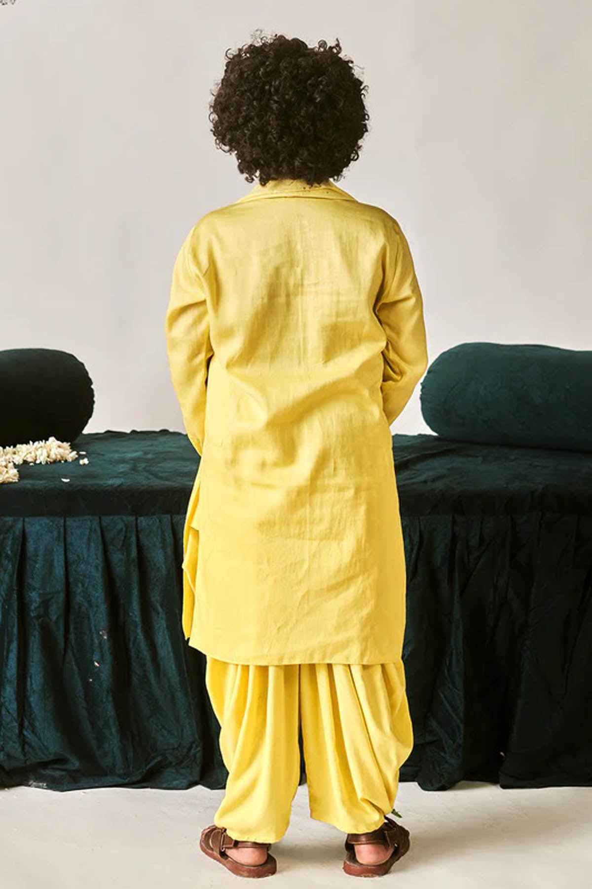 Yellow Vegan Silk Kurta Set
