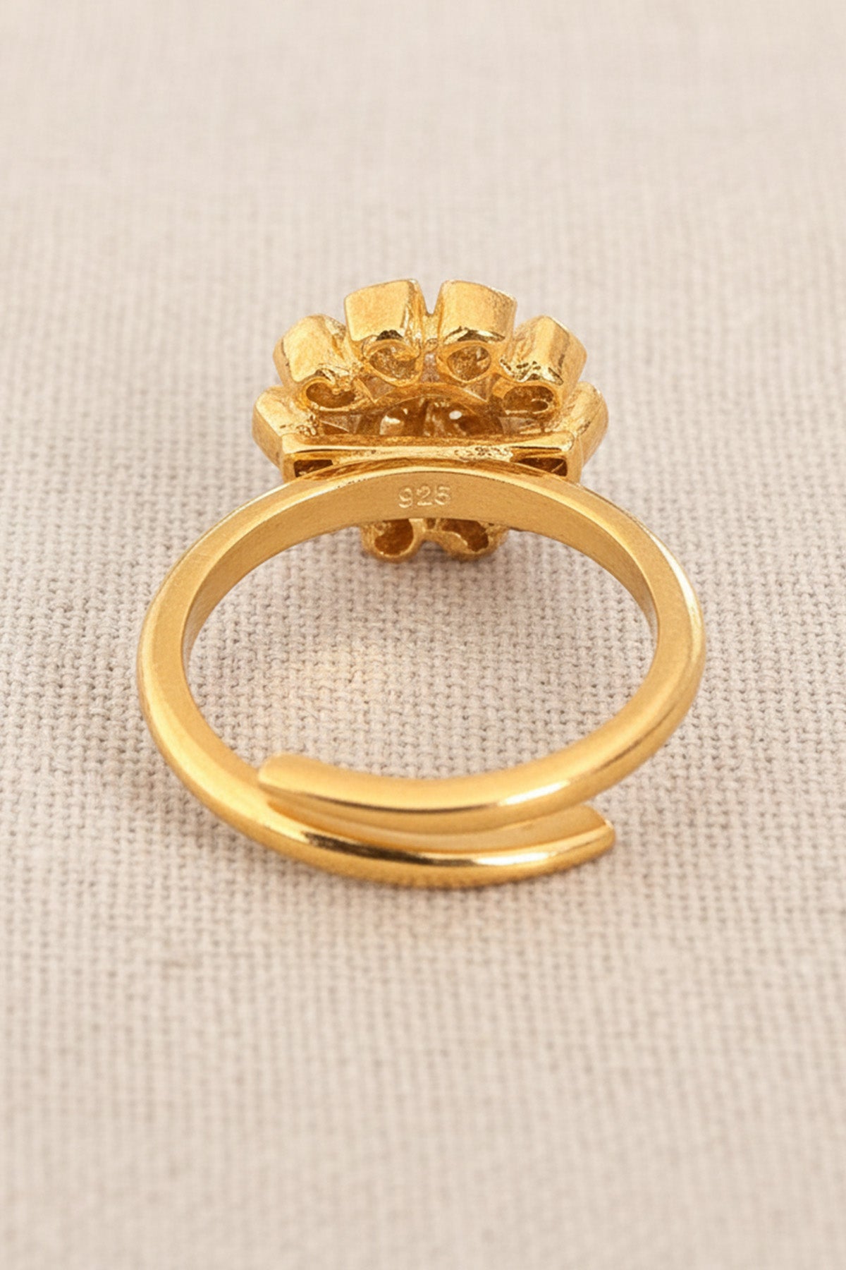 Yellow 925 Silver Floral Ring