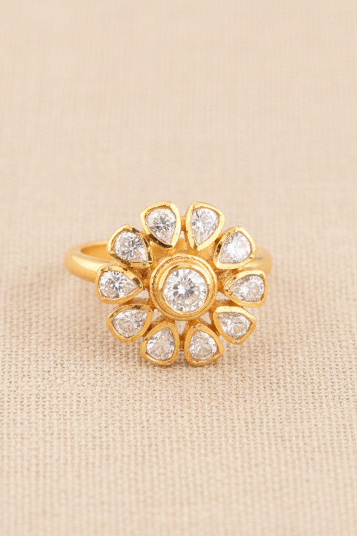 Yellow 925 Silver Floral Ring