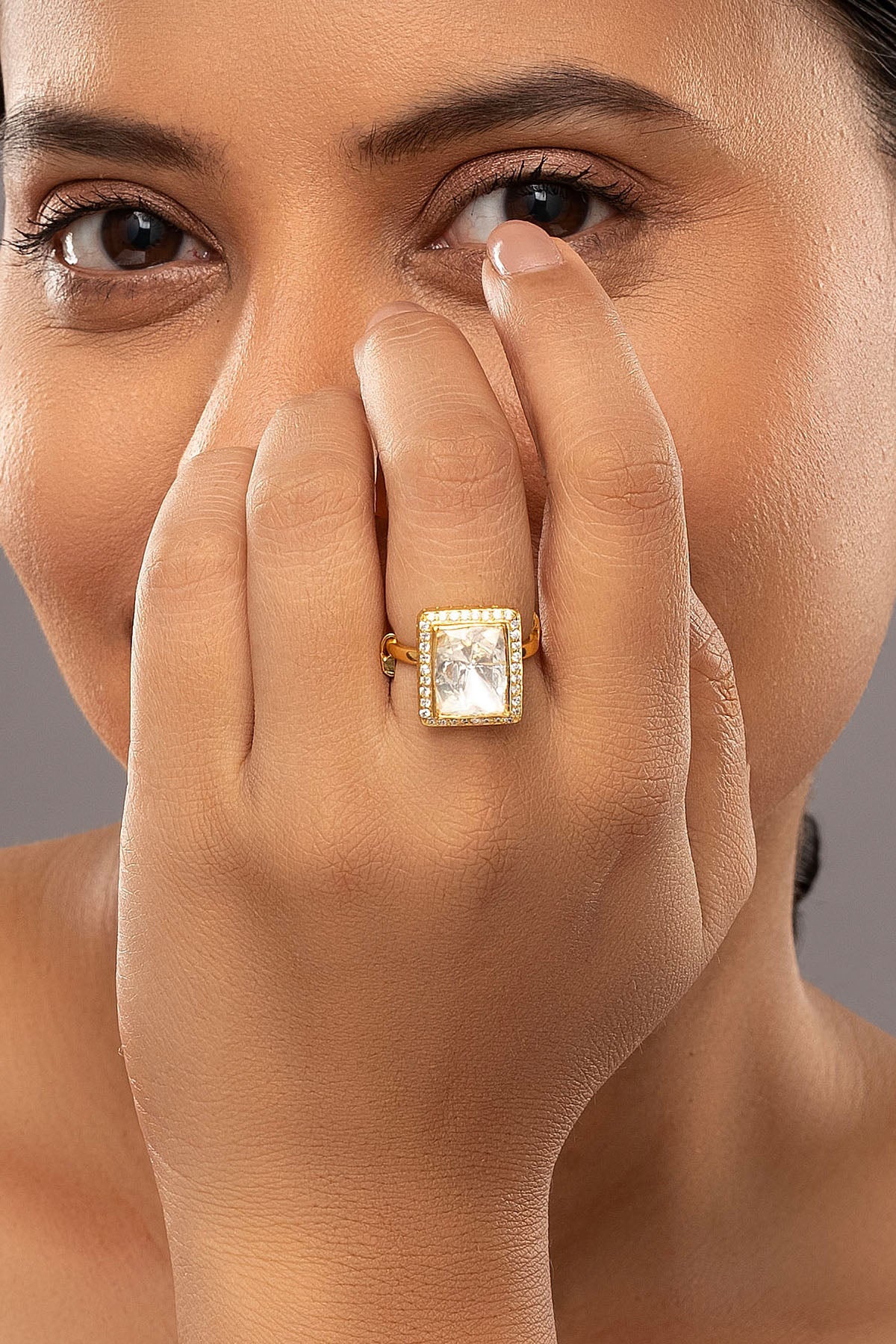 Buy Yellow 925 Silver Square Ring for women by Sica online available at scrollnshops