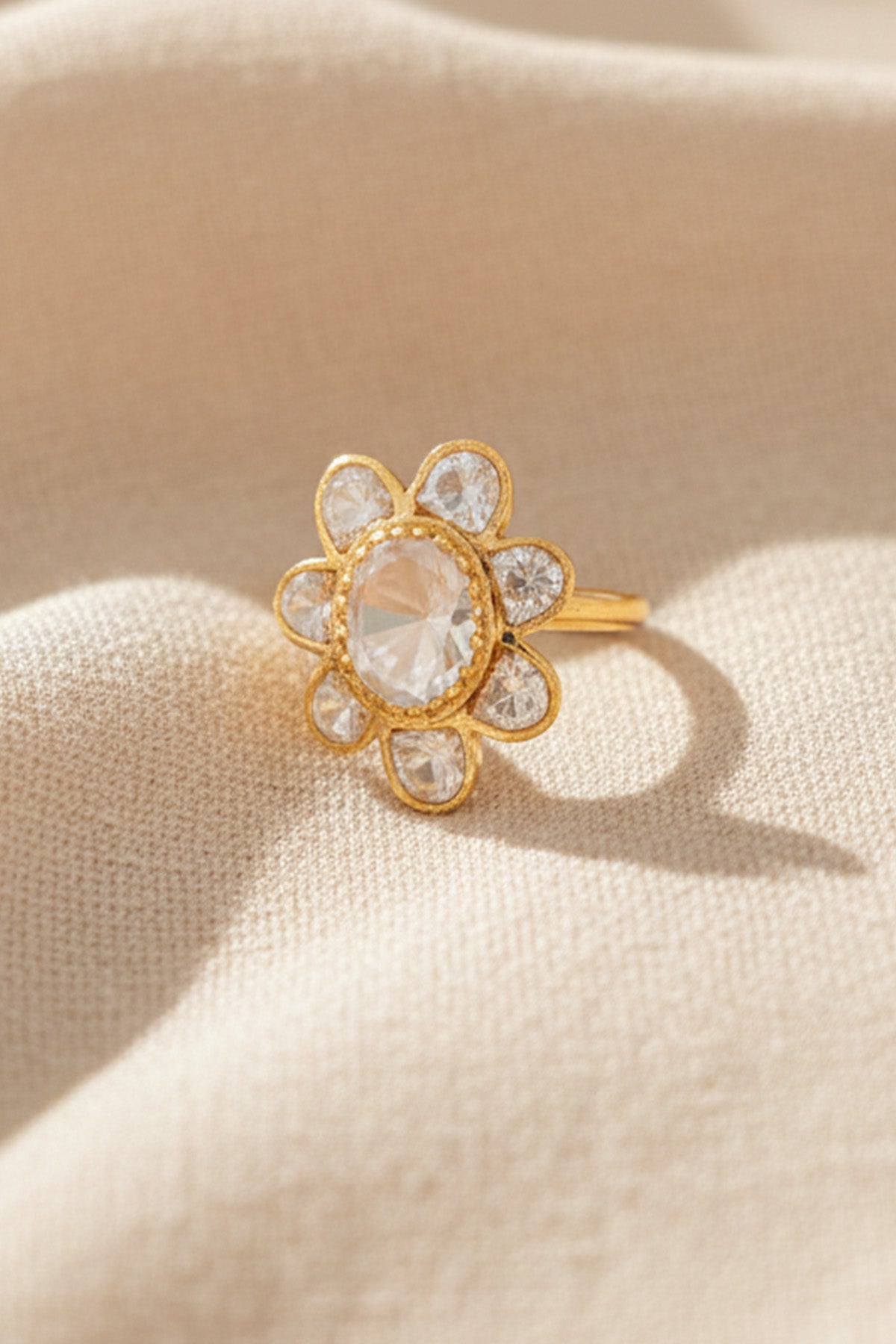 Yellow 925 Silver Studed Ring