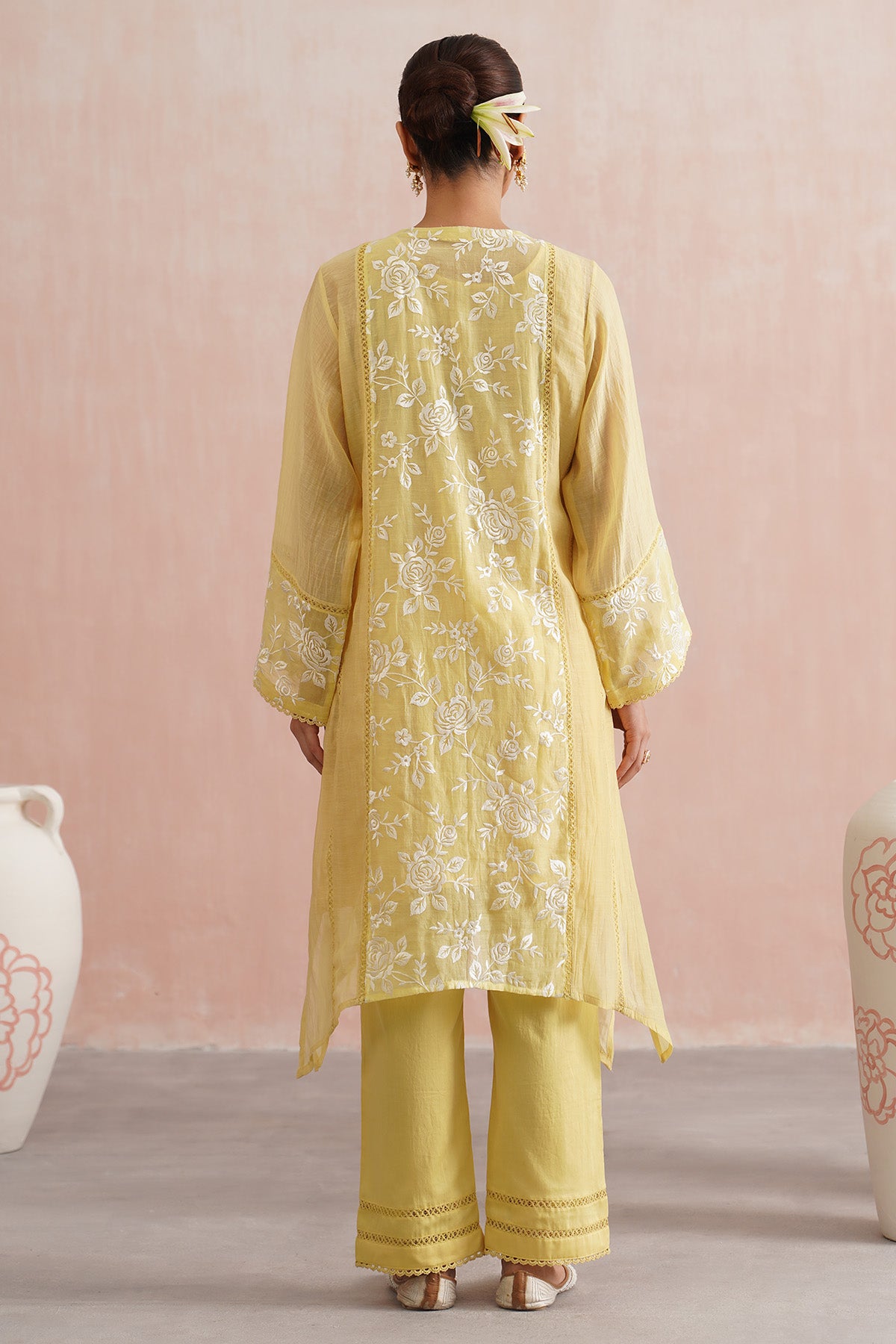 Yellow A-Line Short Kurta Set