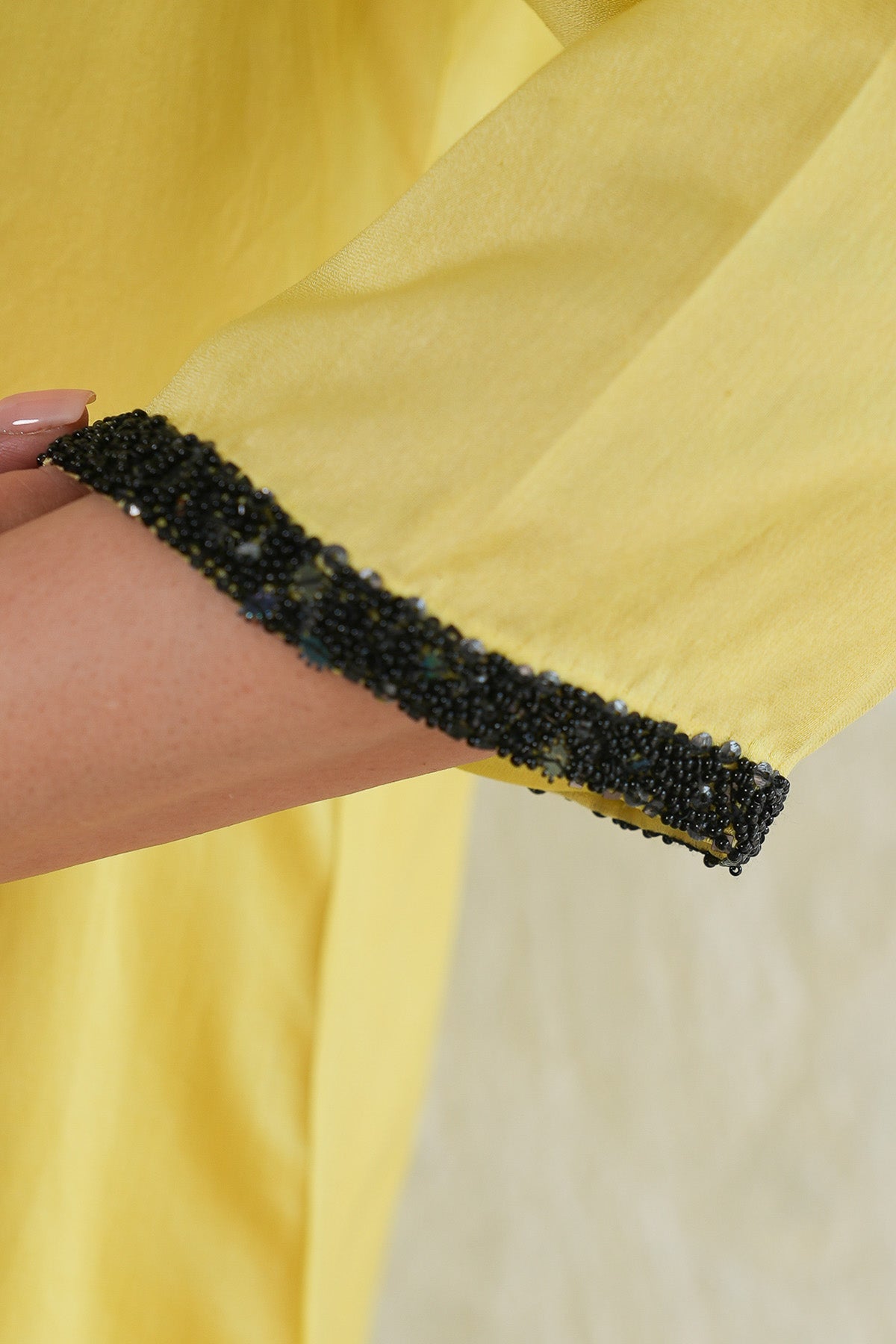 Yellow Aari Work Kurta & Pants