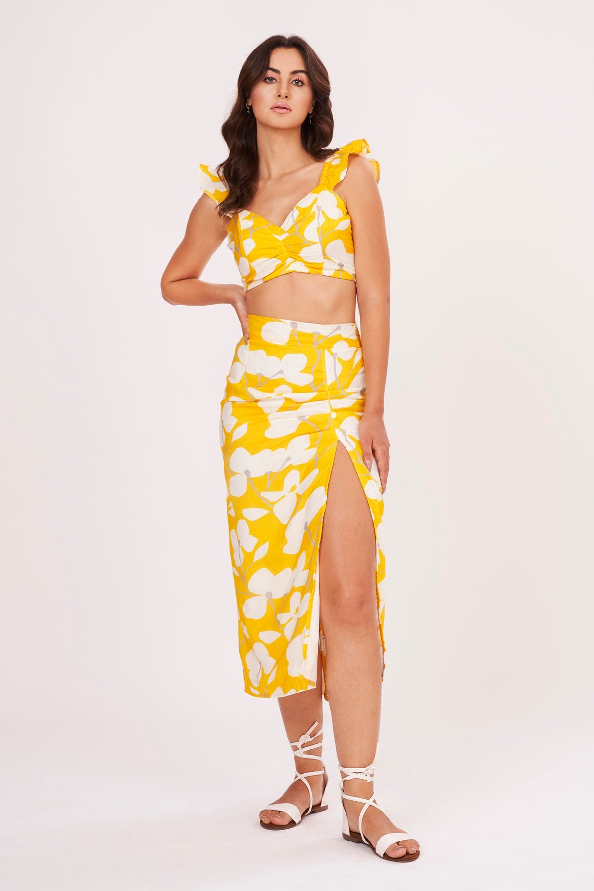 Buy Designer Yellow Abstract Print Co-ord Set for Women Online