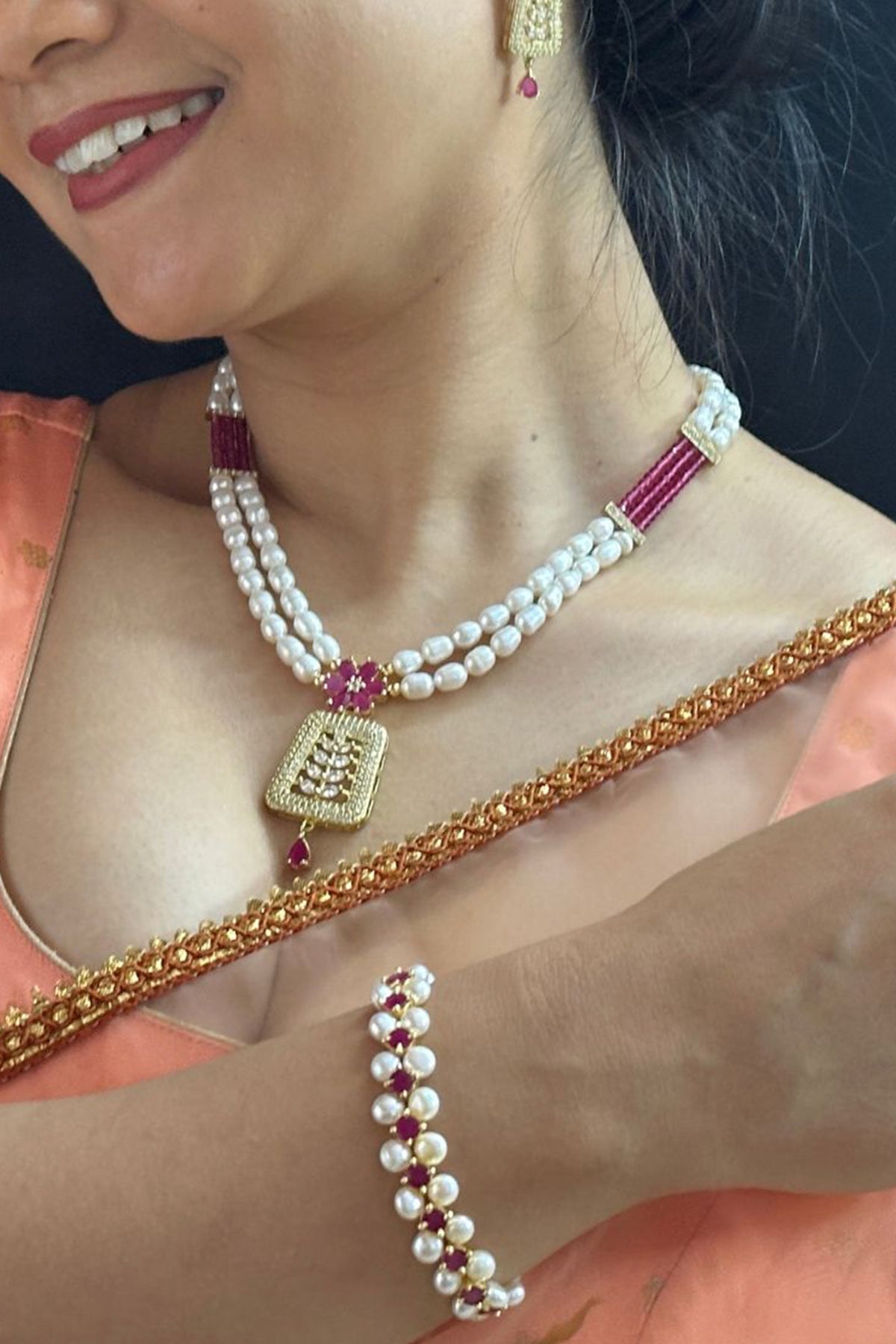 Buy Yellow Alloy Pearls Jewellery for women by J Pearls online available at scrollnshops