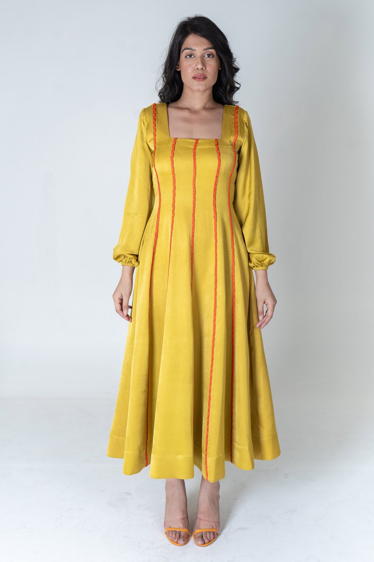 Buy Neora by Nehal ChopraYellow And Orange Stripe Dress for Women Online