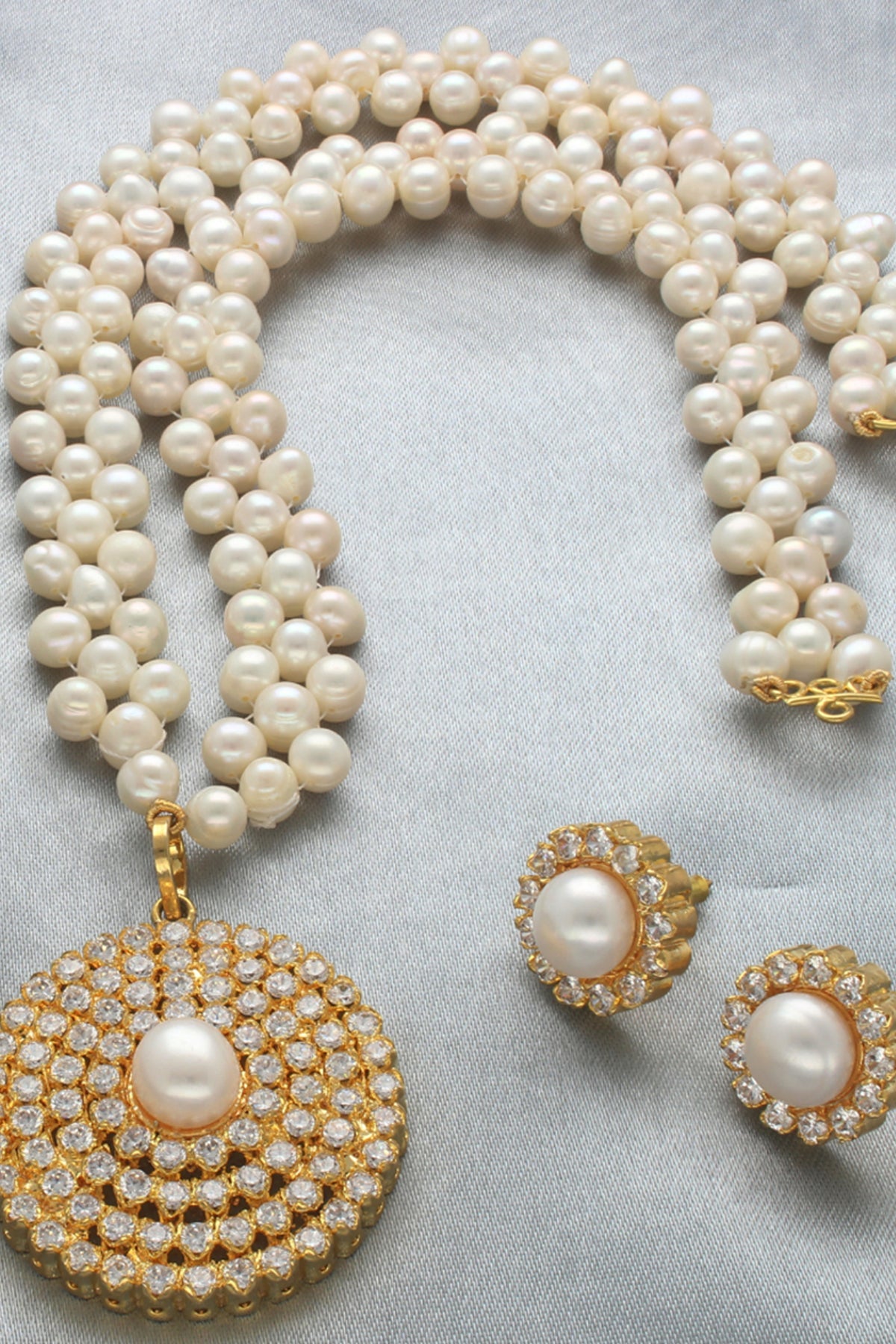 Buy Yellow And White Jewellery Set for women by J Pearls online available at scrollnshops