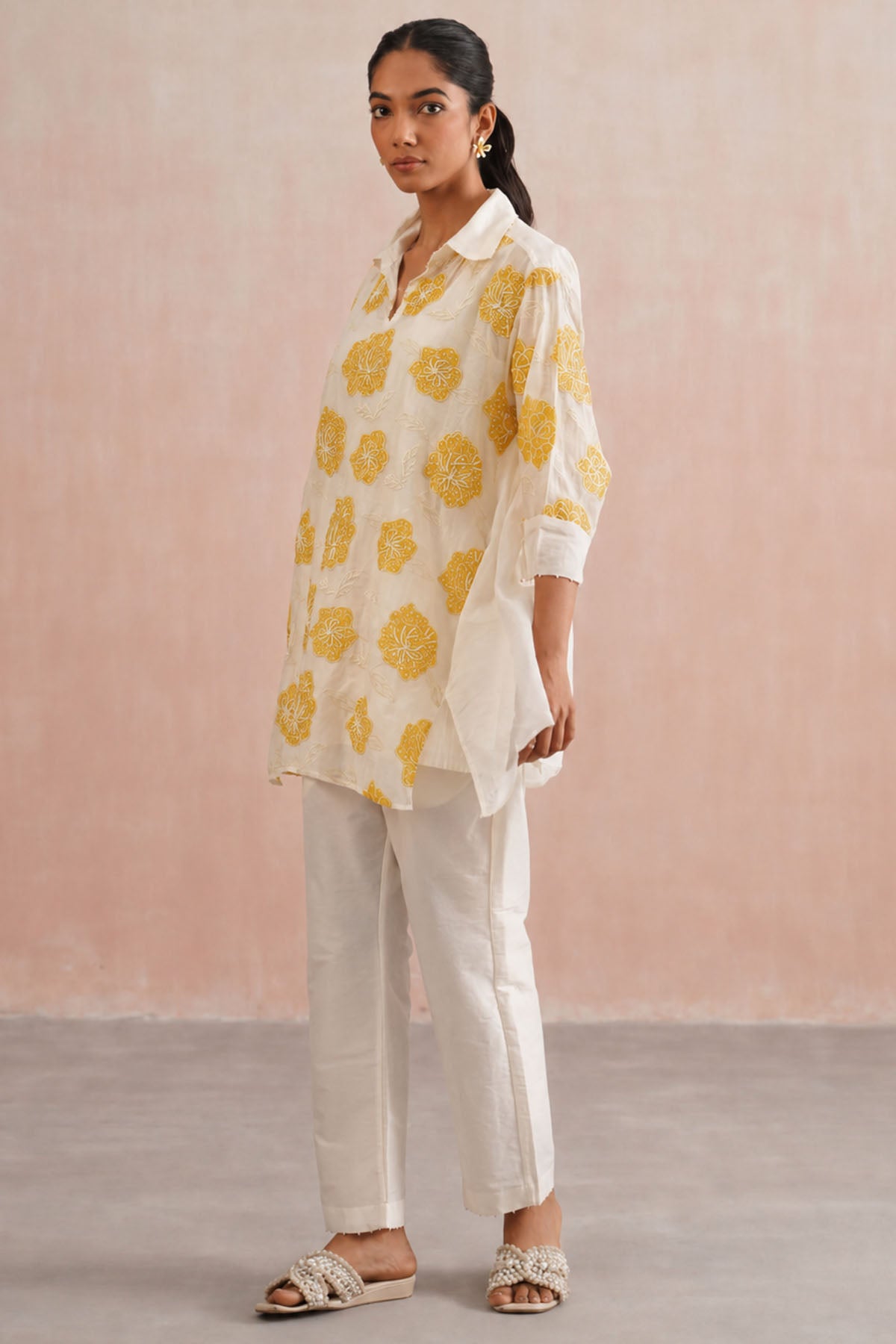Yellow Applique Kurta & Pants