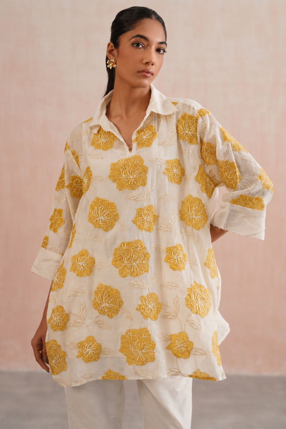 Yellow Applique Kurta & Pants