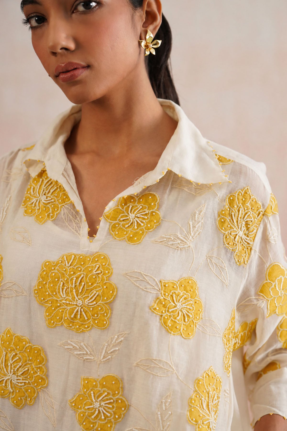 Yellow Applique Kurta & Pants