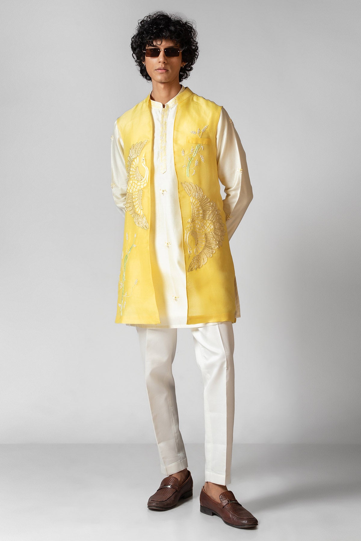 Yellow Applique Work Kurta Set