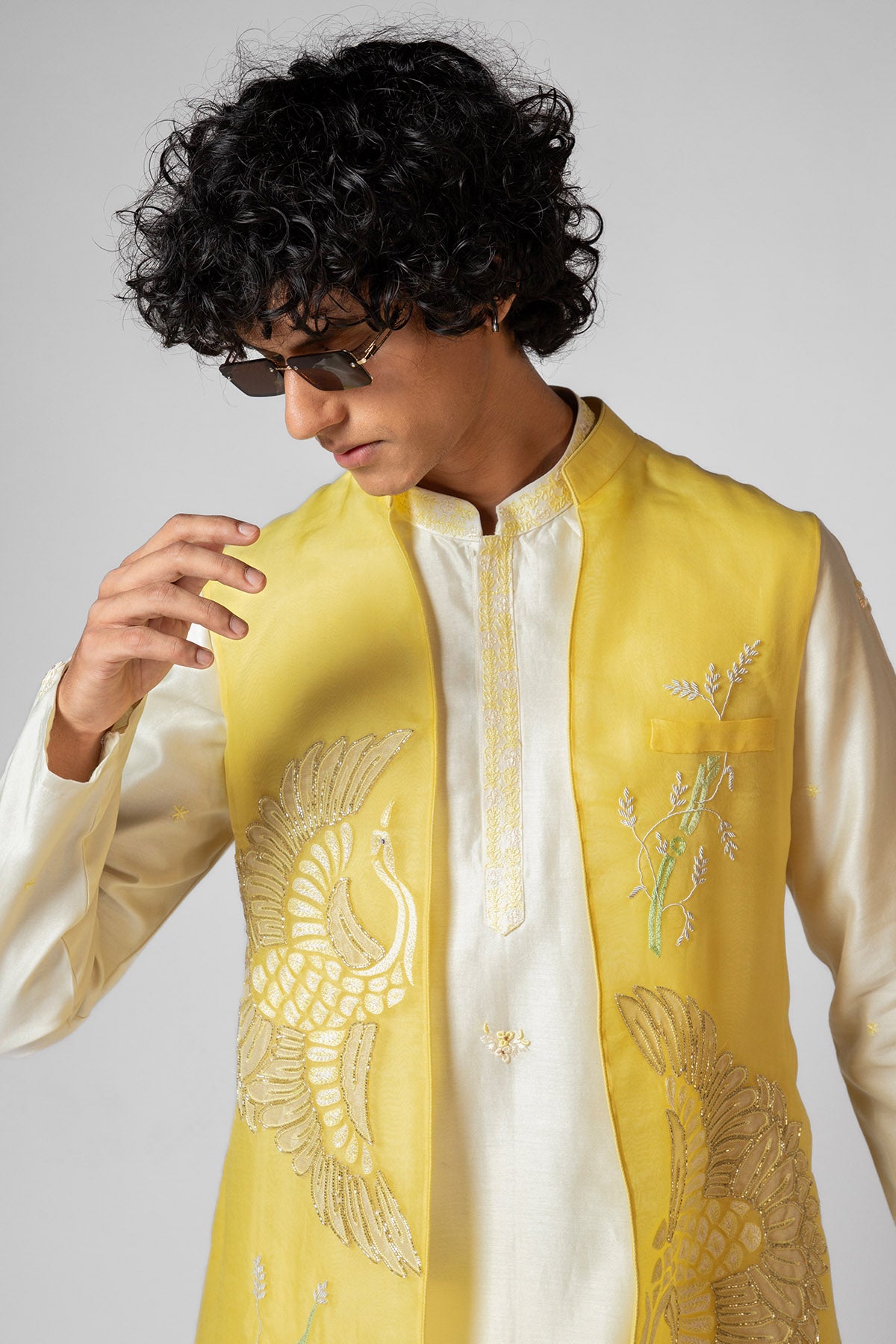 Yellow Applique Work Kurta Set