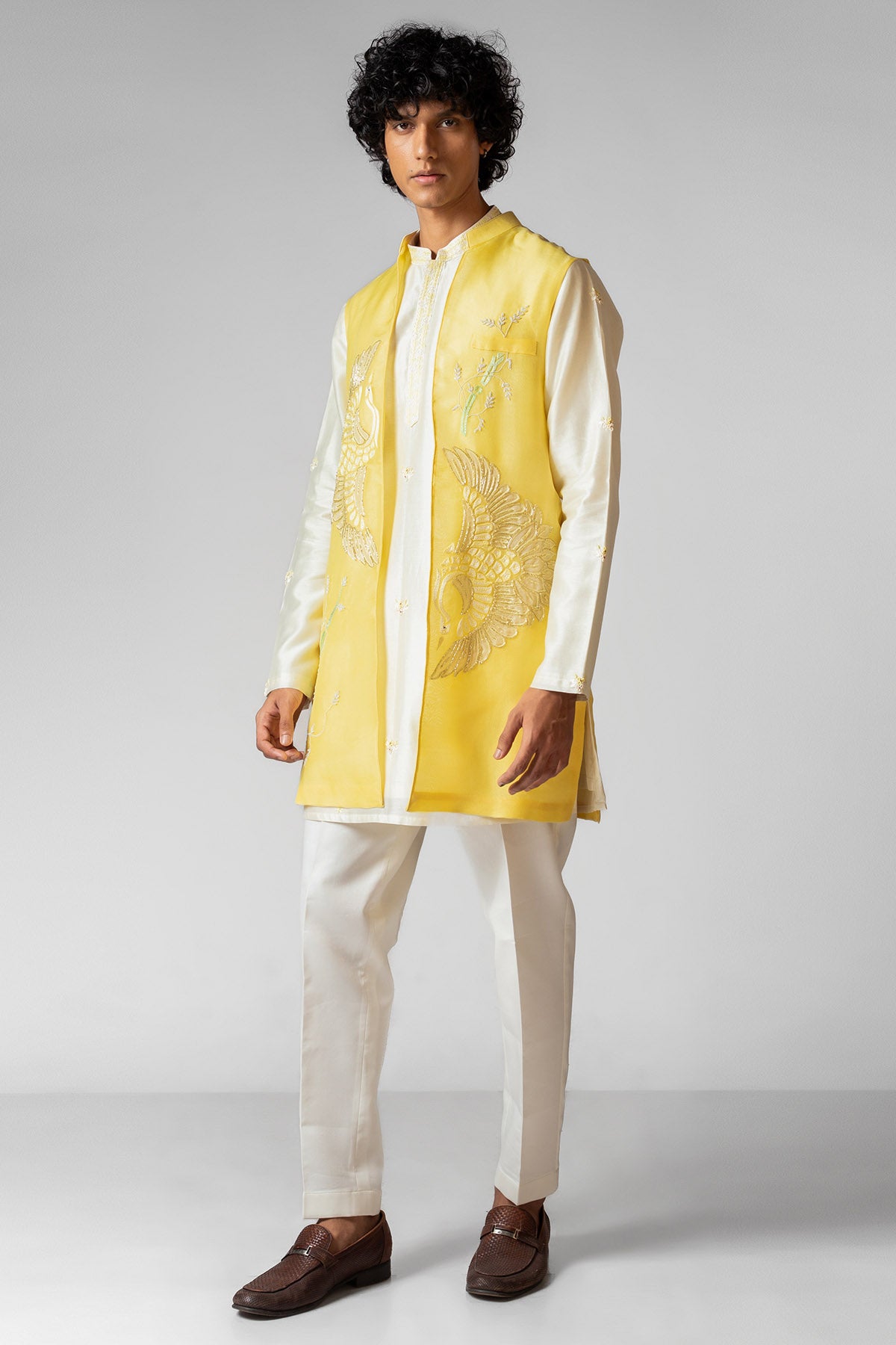 Yellow Applique Work Kurta Set