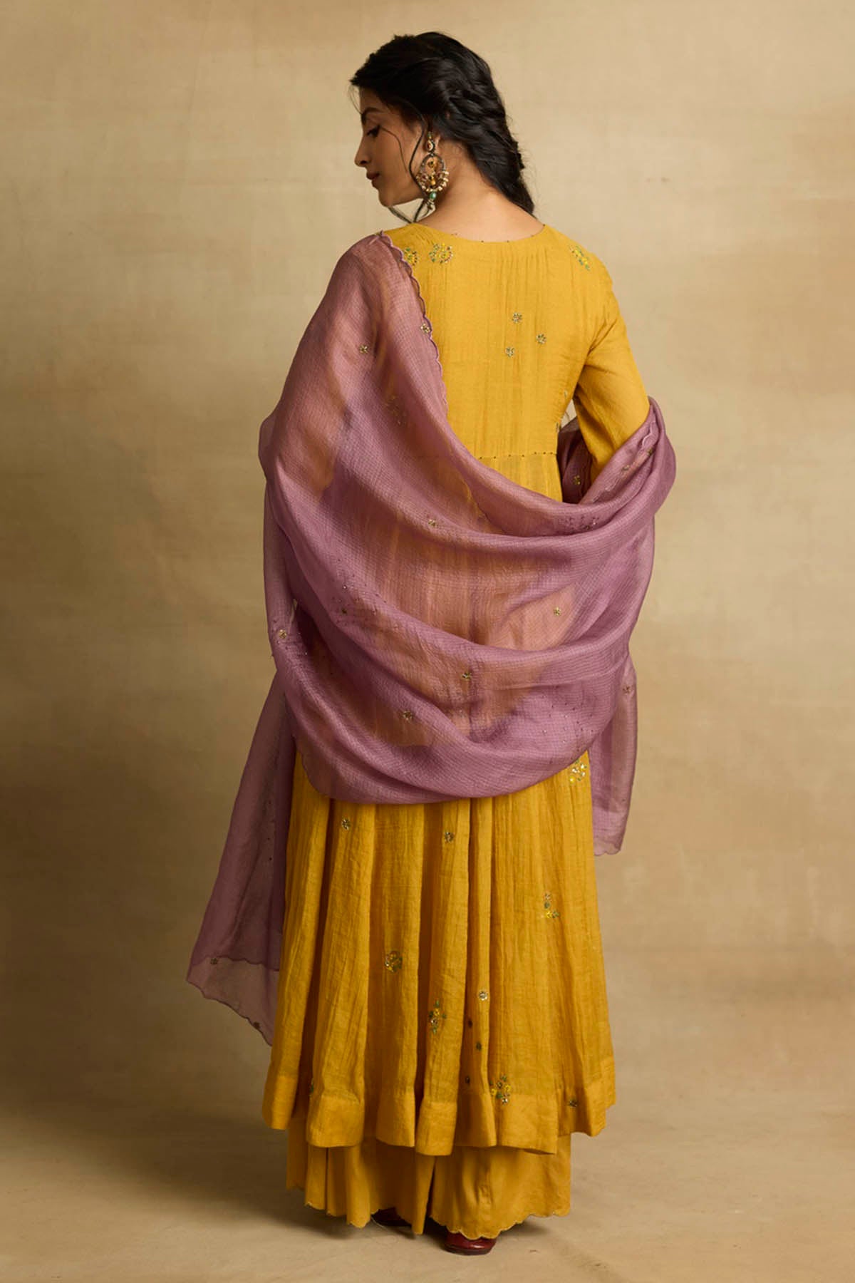 Yellow Ari Zardozi Anarkali Set