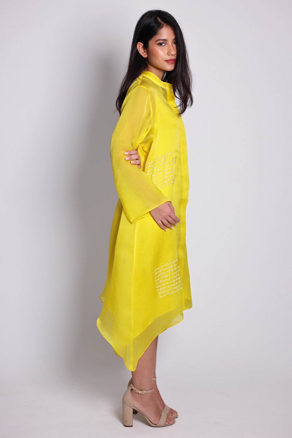 Yellow Asymmetrical Midi Dress