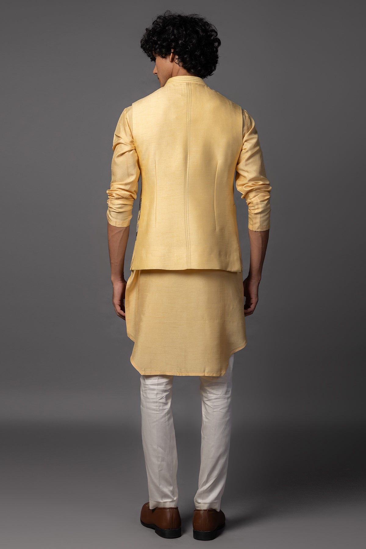 Yellow Bam Silk Ram Kurta Set