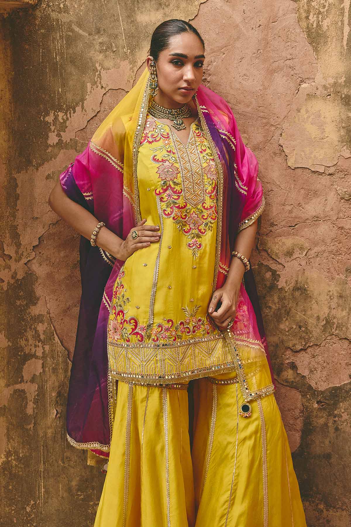 Yellow Bamboo Floral Kurta Set