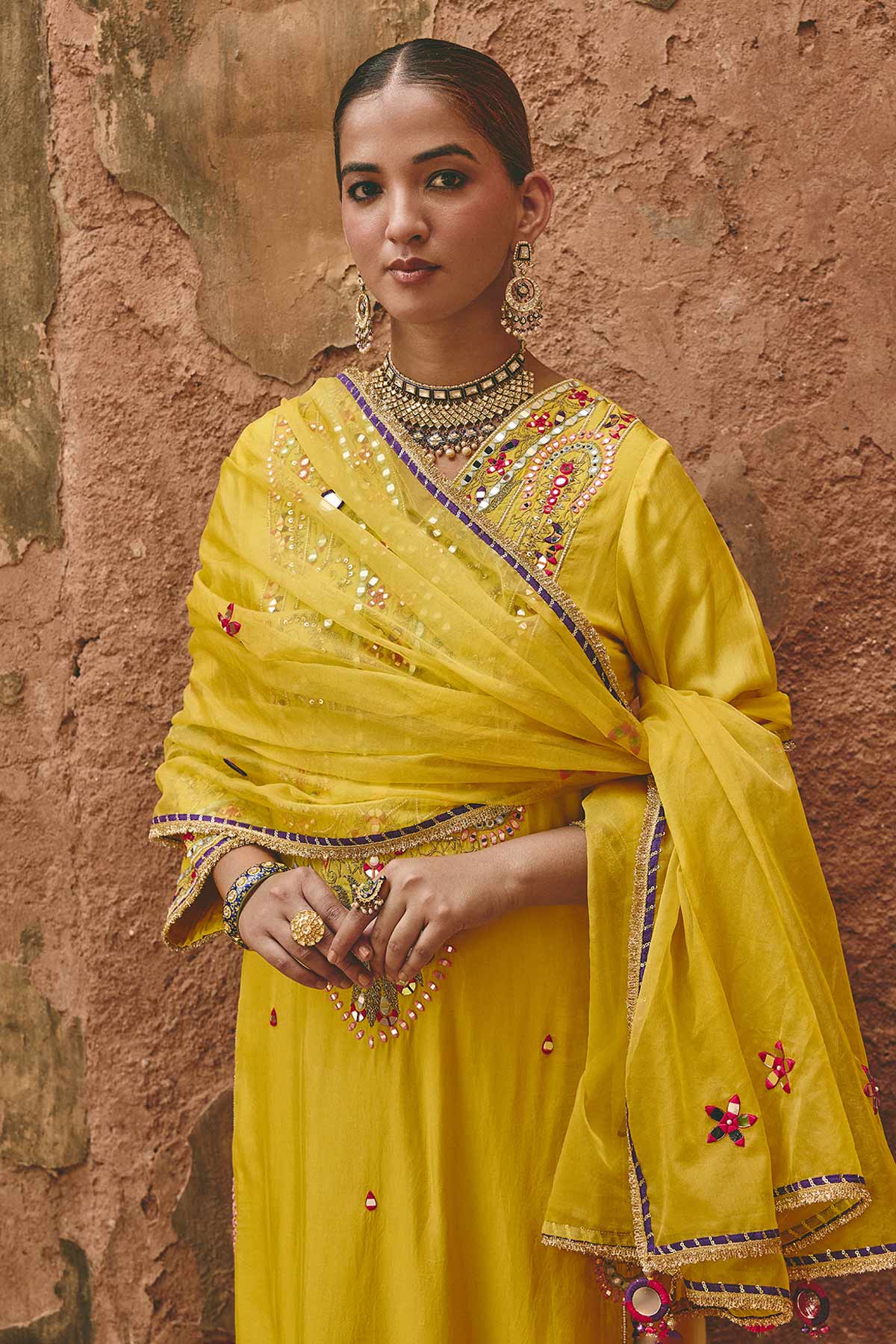Yellow Bamboo Silk Kurta Set
