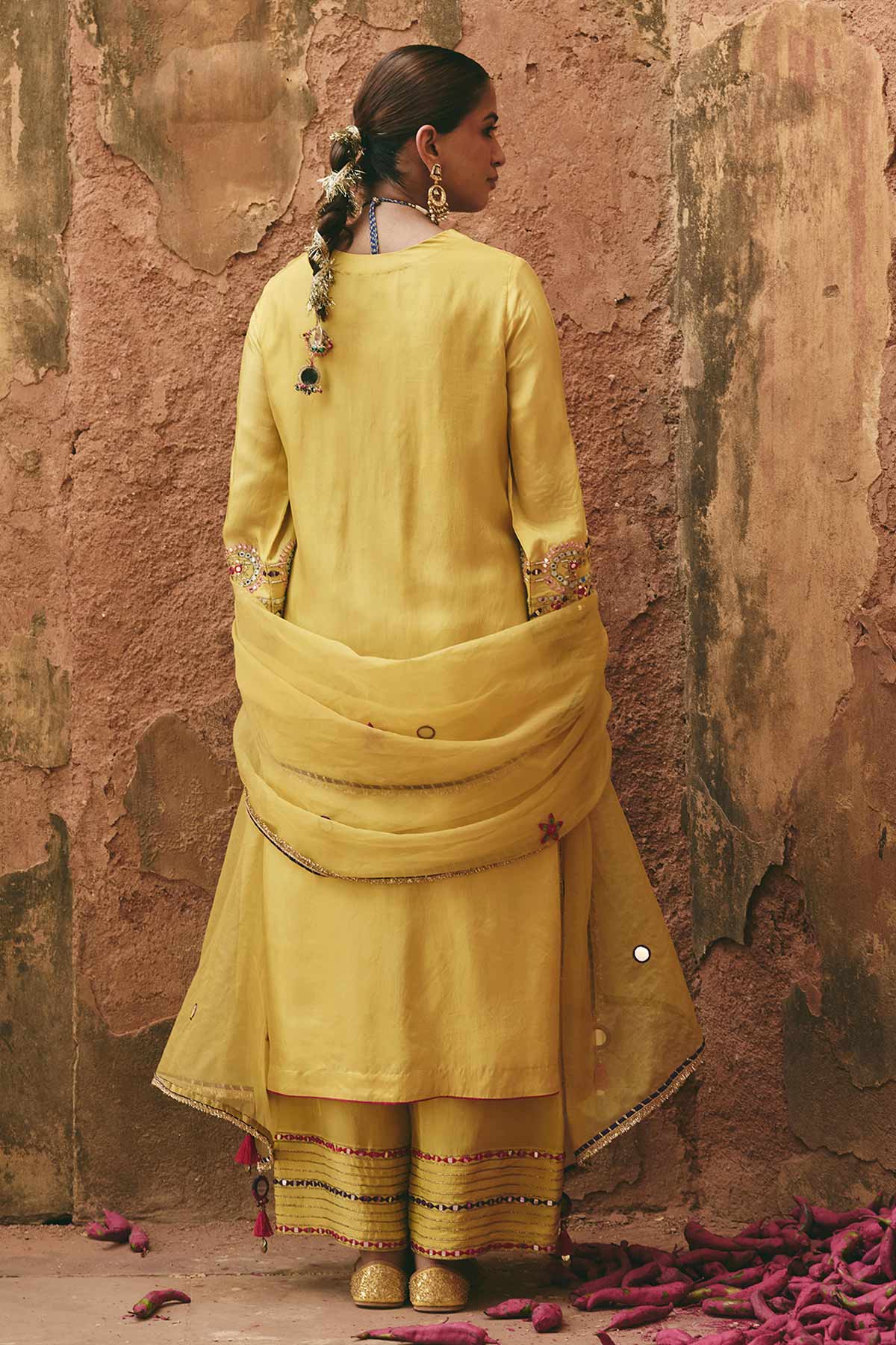 Yellow Bamboo Silk Kurta Set