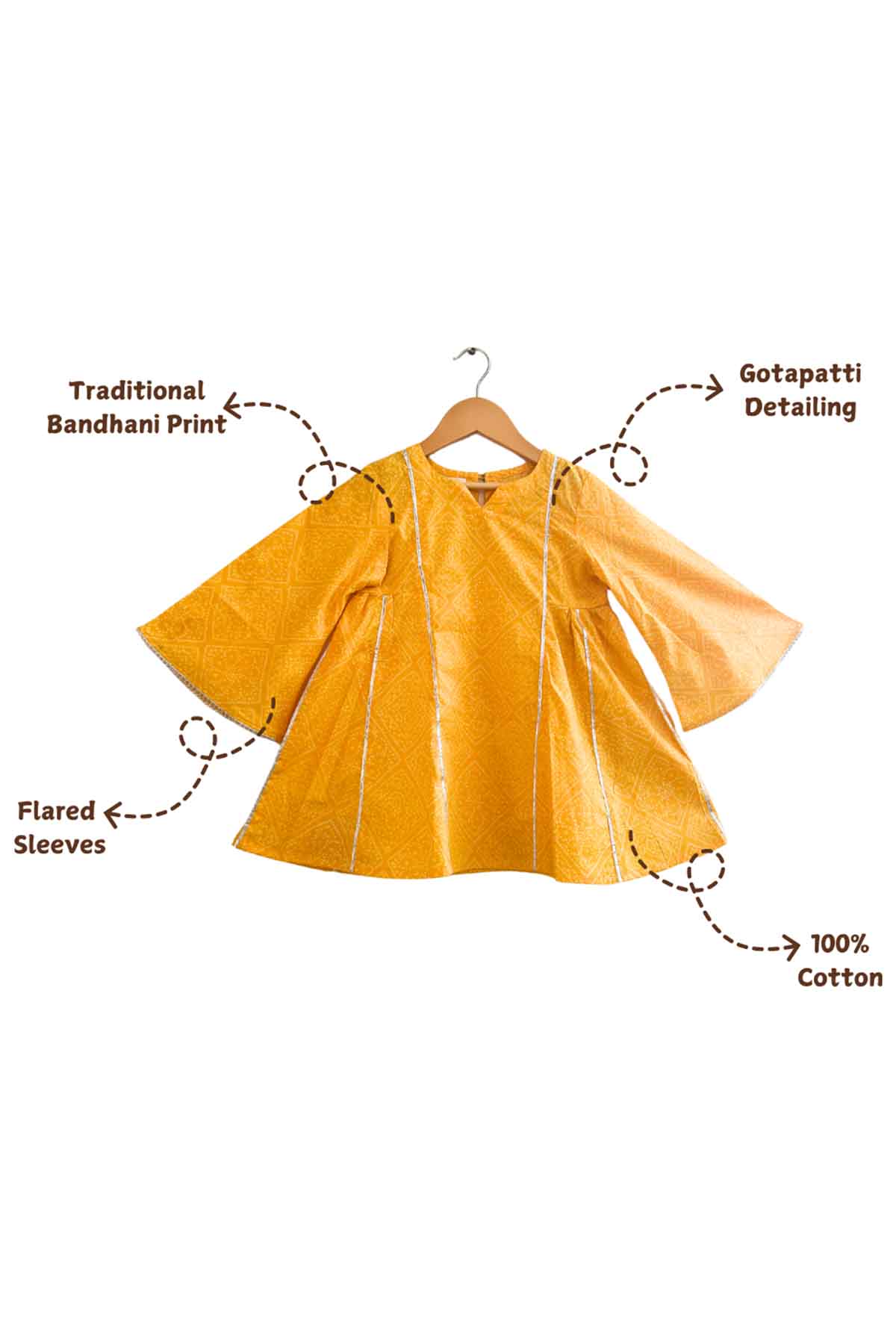 Yellow Bandhani Print Kurta Set