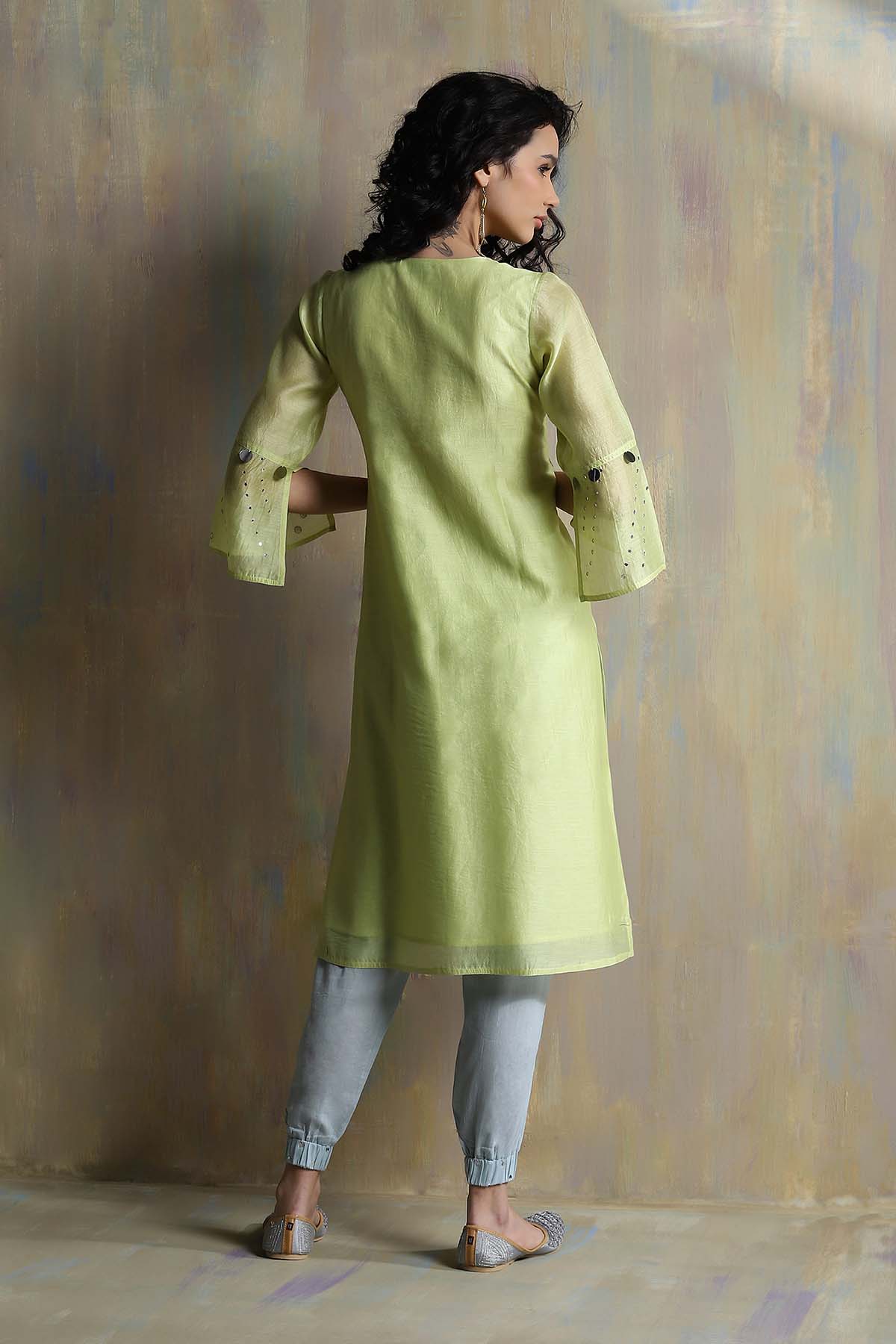 Yellow Bell Sleeves Kurta Set