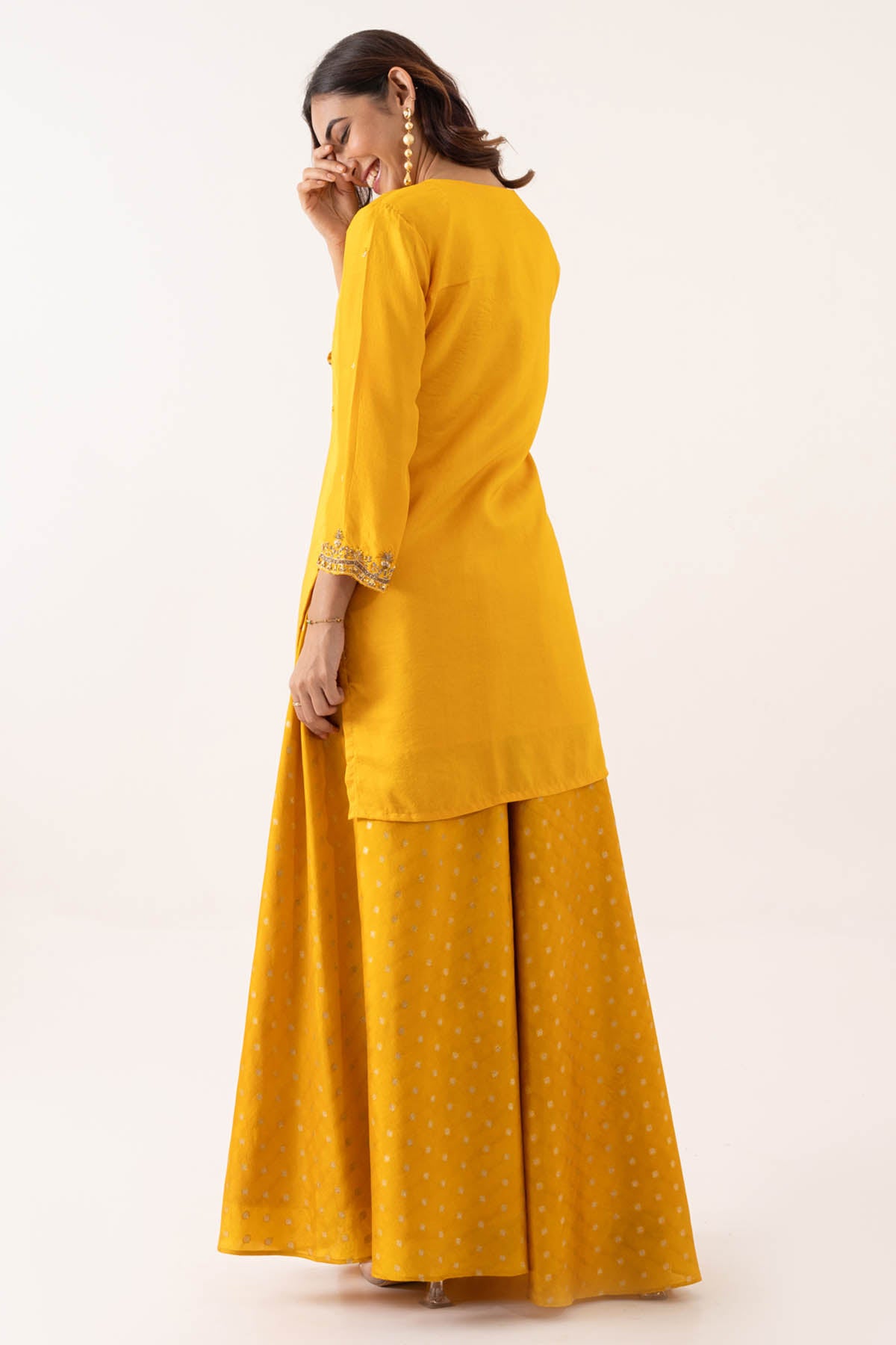 Yellow Booti Chanderi Kurta Set