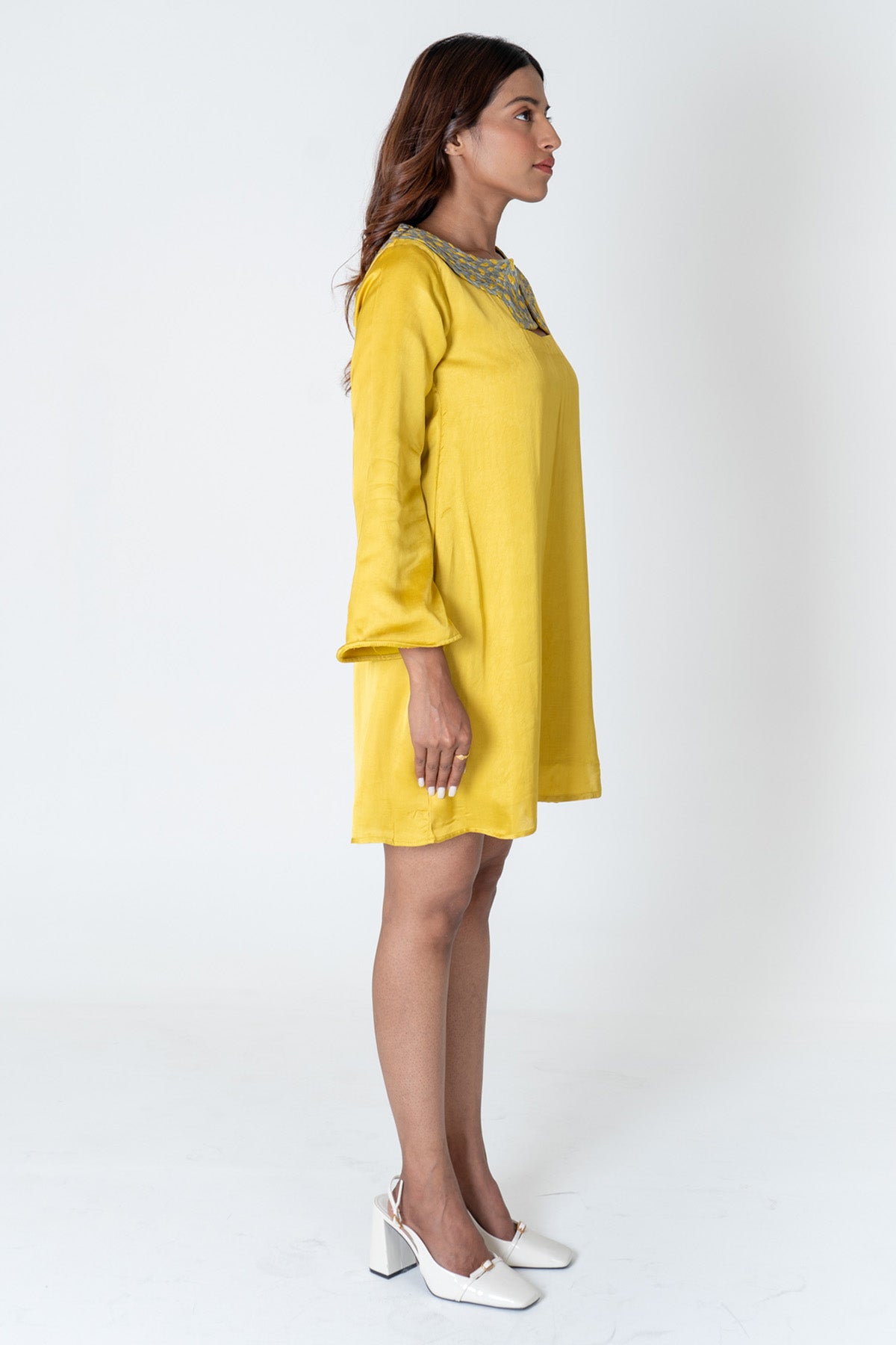 Yellow Braided Collar Dress
