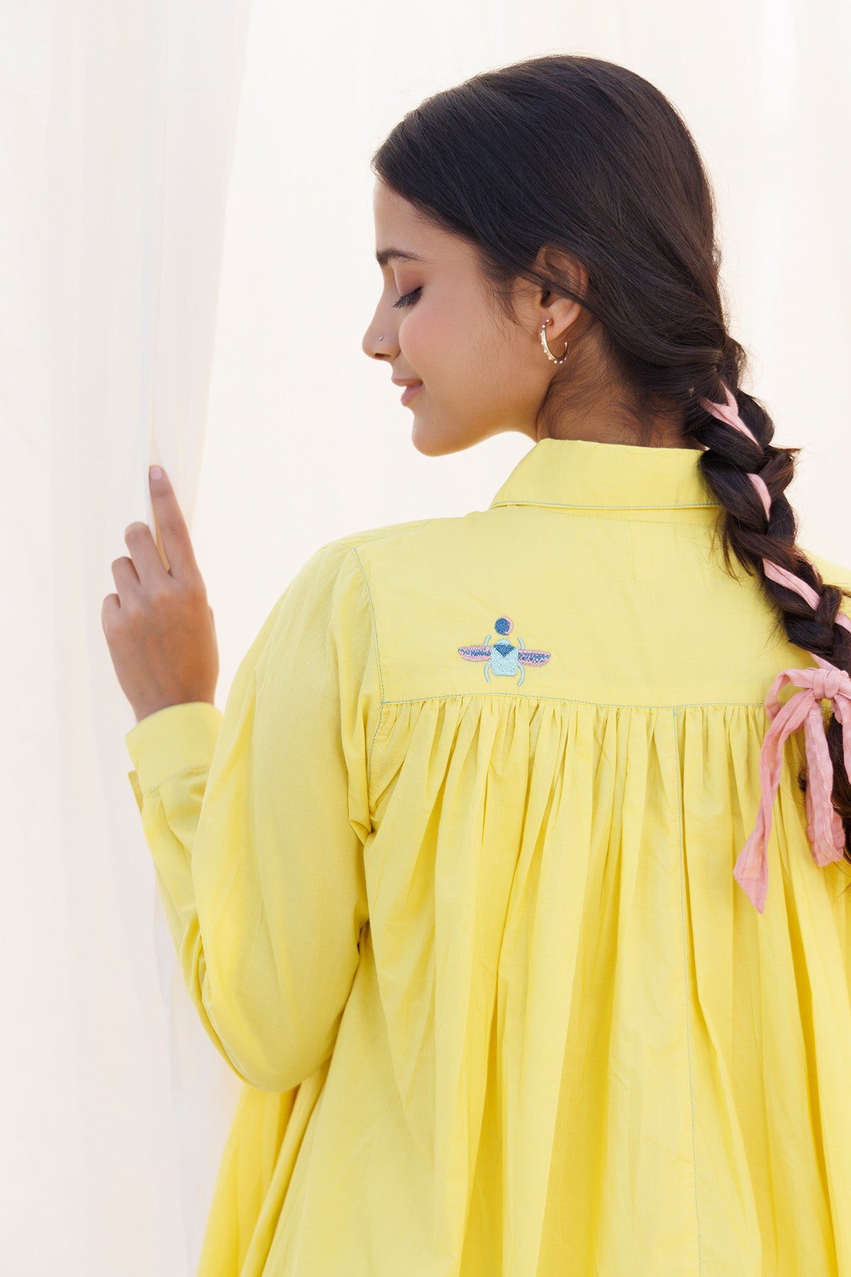 Yellow Cambric Cotton Flared Top