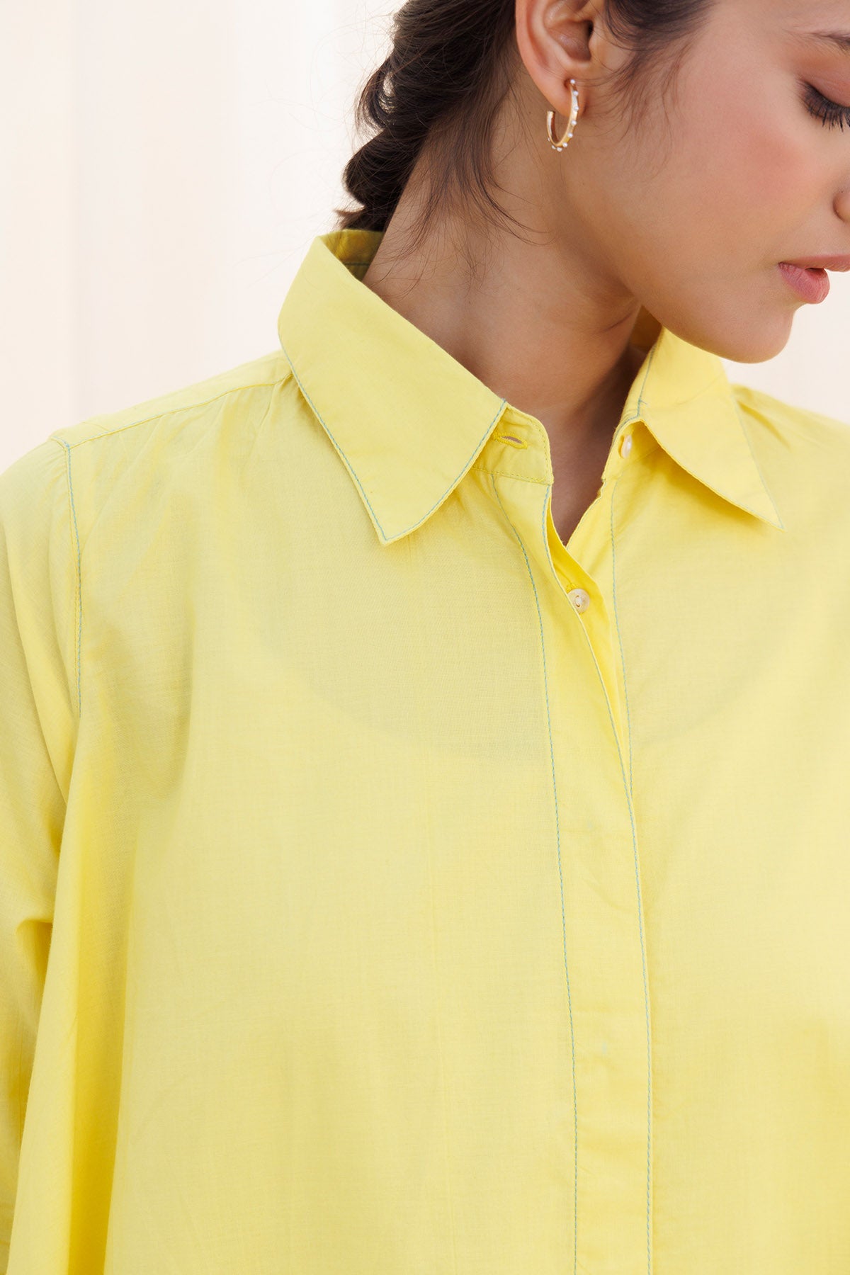 Yellow Cambric Cotton Flared Top