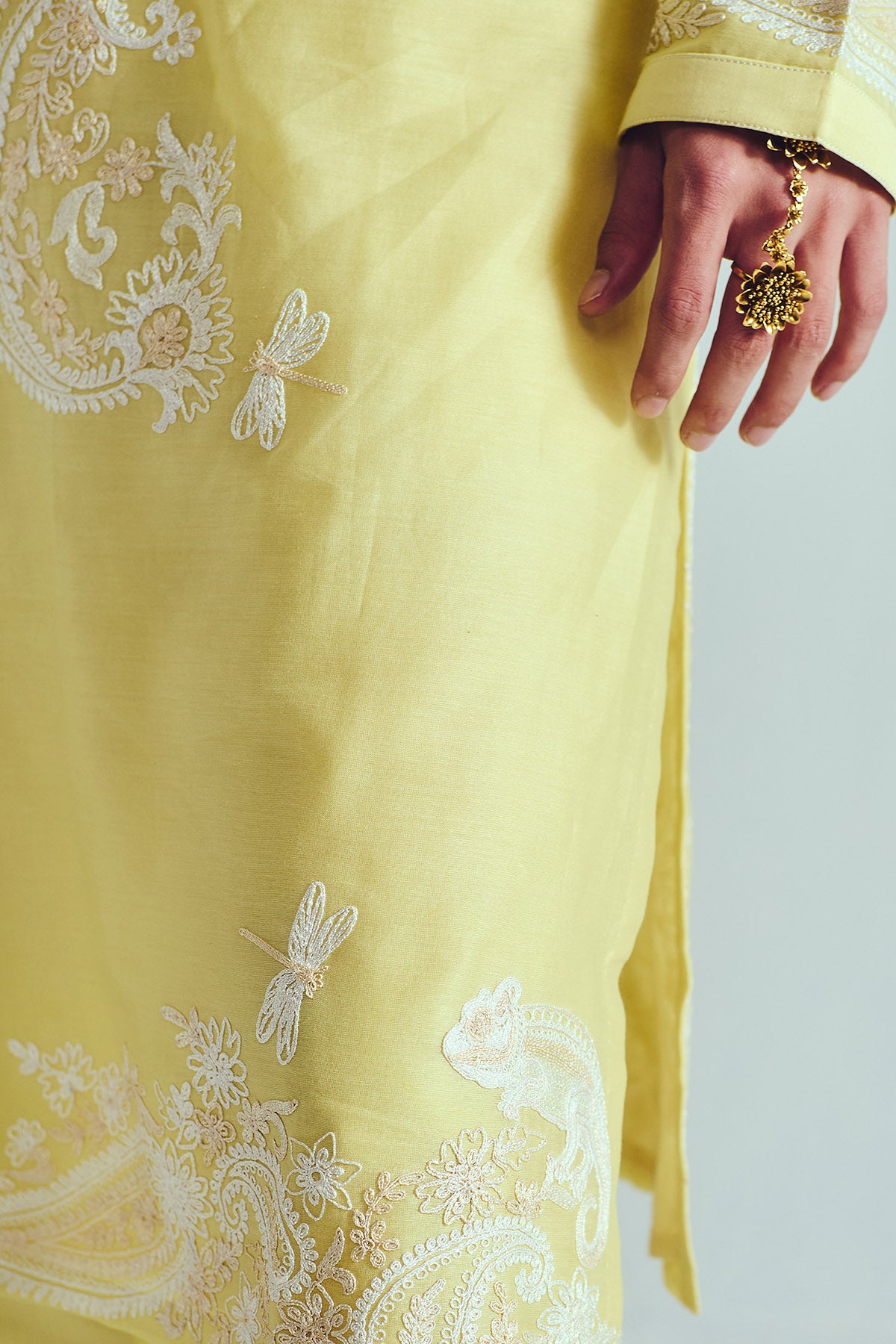 Yellow Chanderi Dori Kurta Set