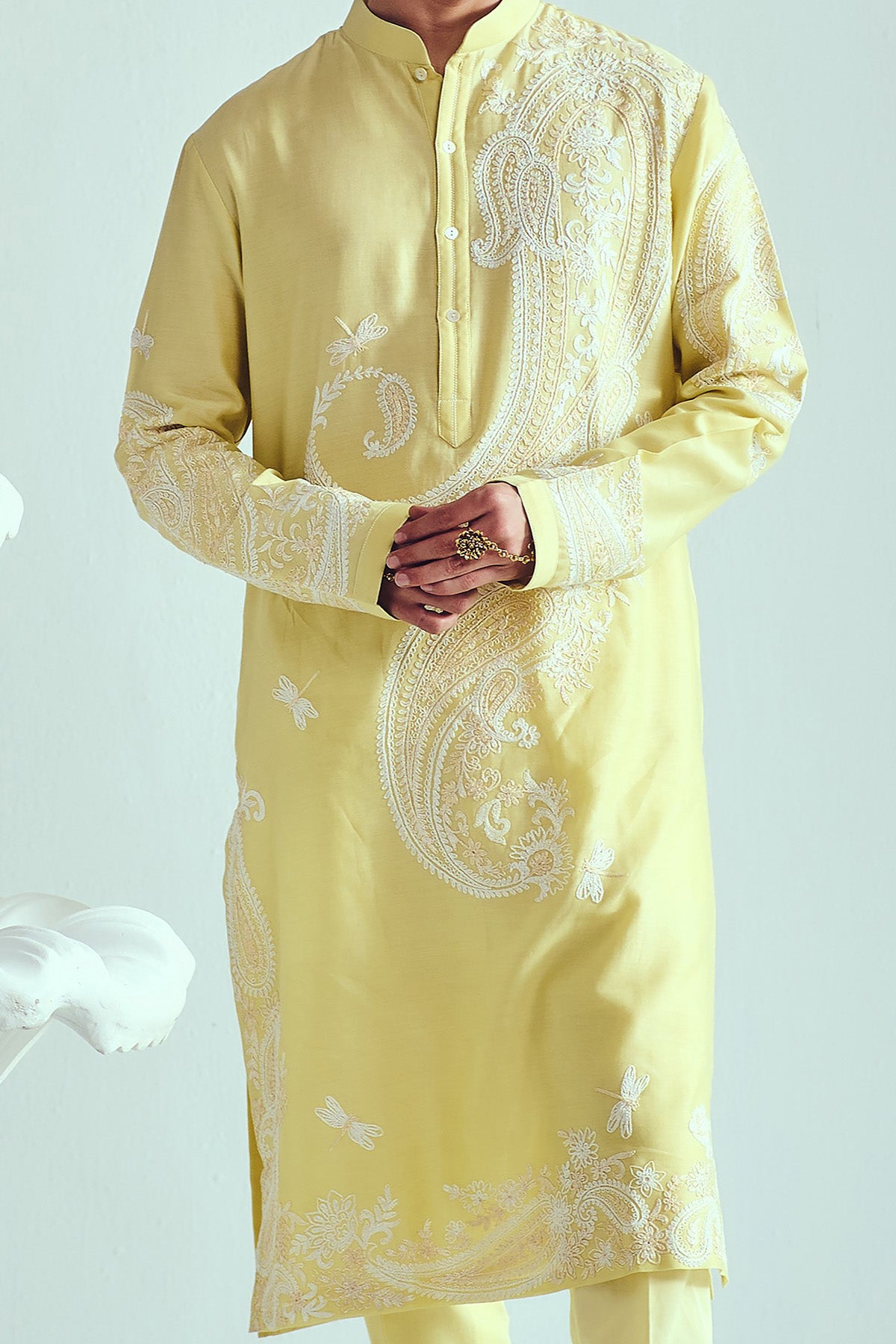 Yellow Chanderi Dori Kurta Set