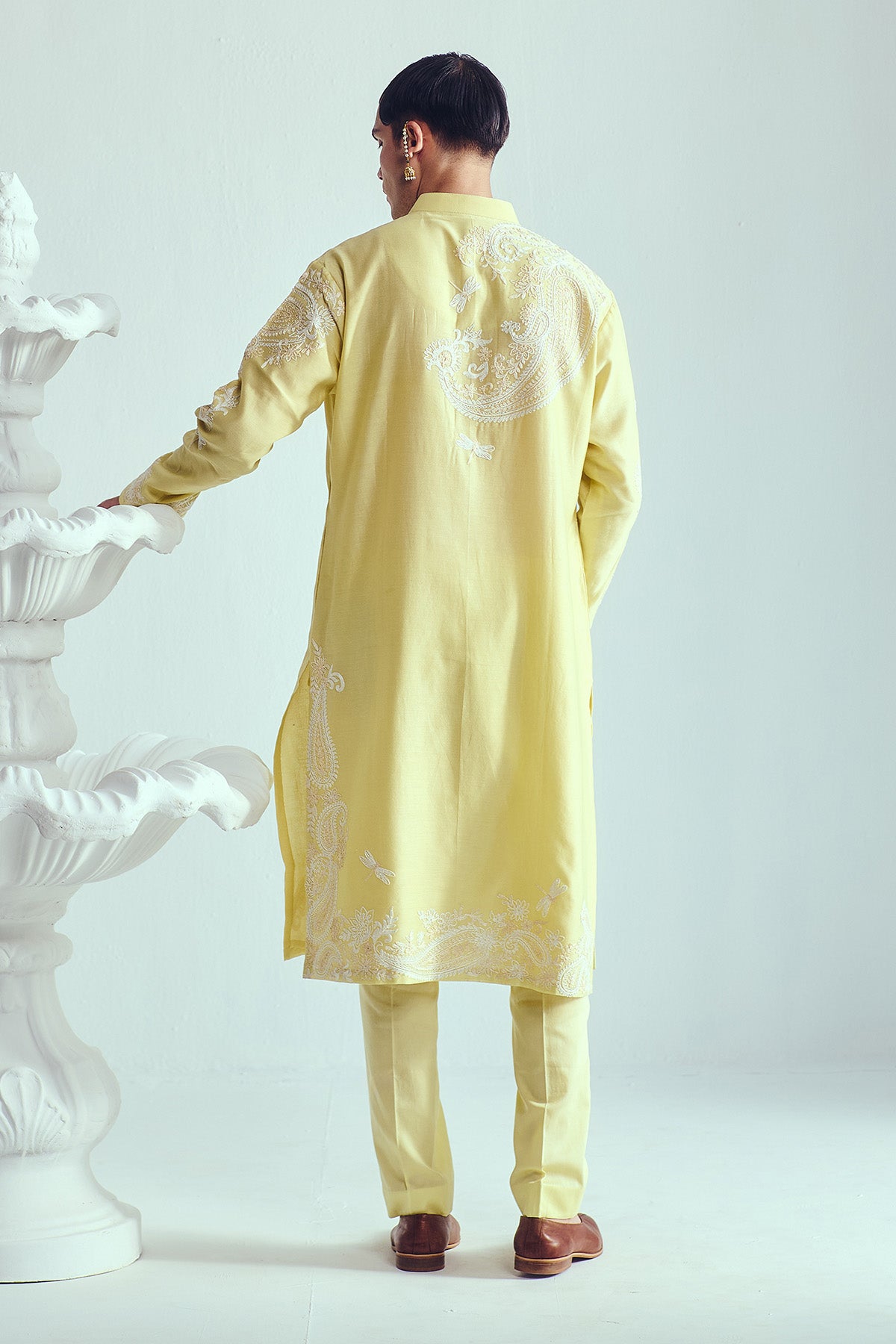Yellow Chanderi Dori Kurta Set