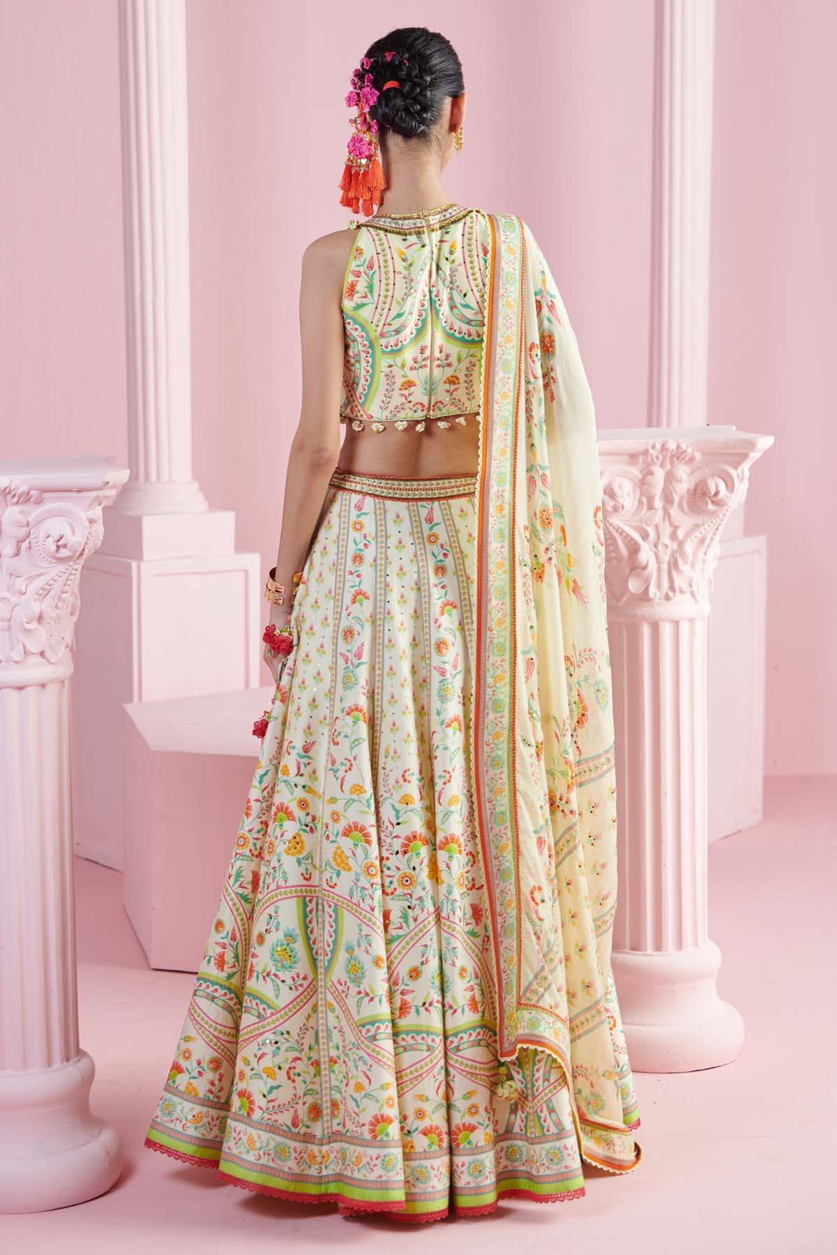 Yellow Chanderi Lehenga Set