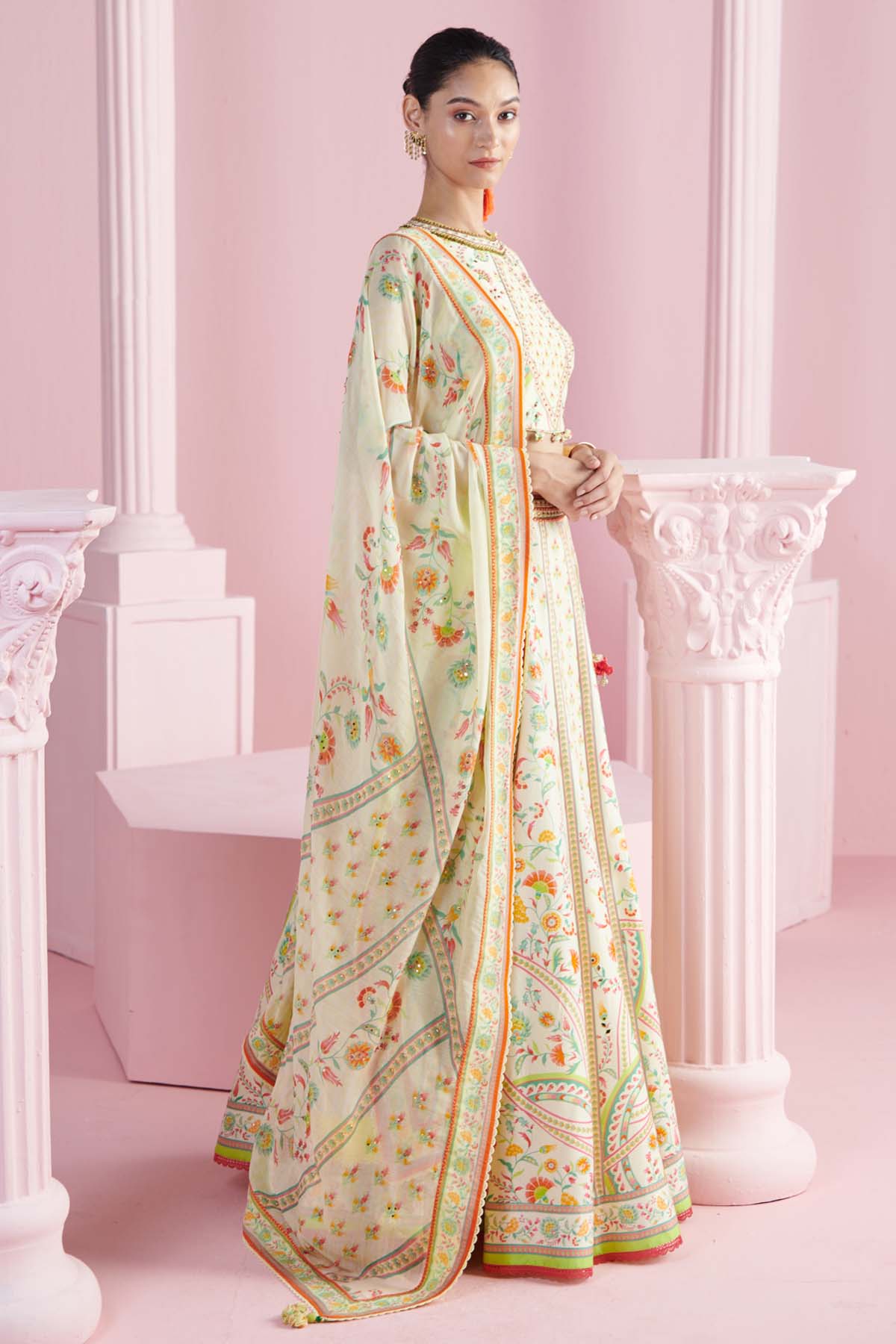 Yellow Chanderi Lehenga Set