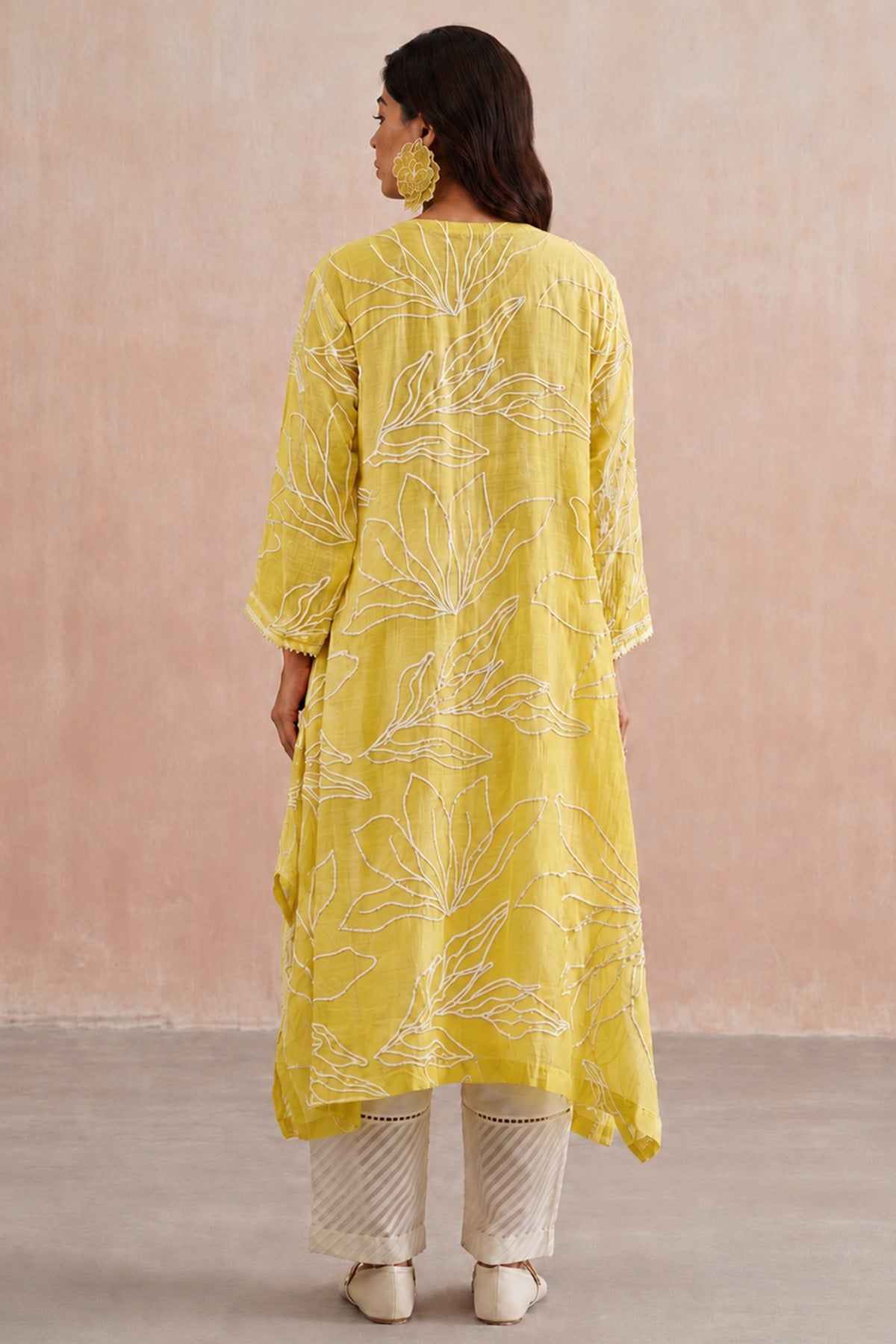 Yellow Chanderi Pearl Kurta Set
