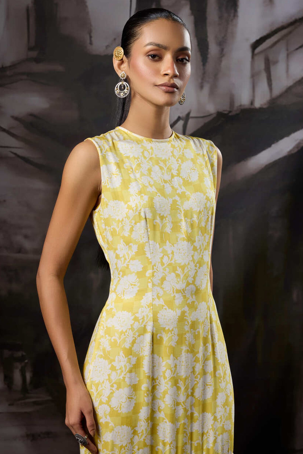 Yellow Checkered Printed Dress