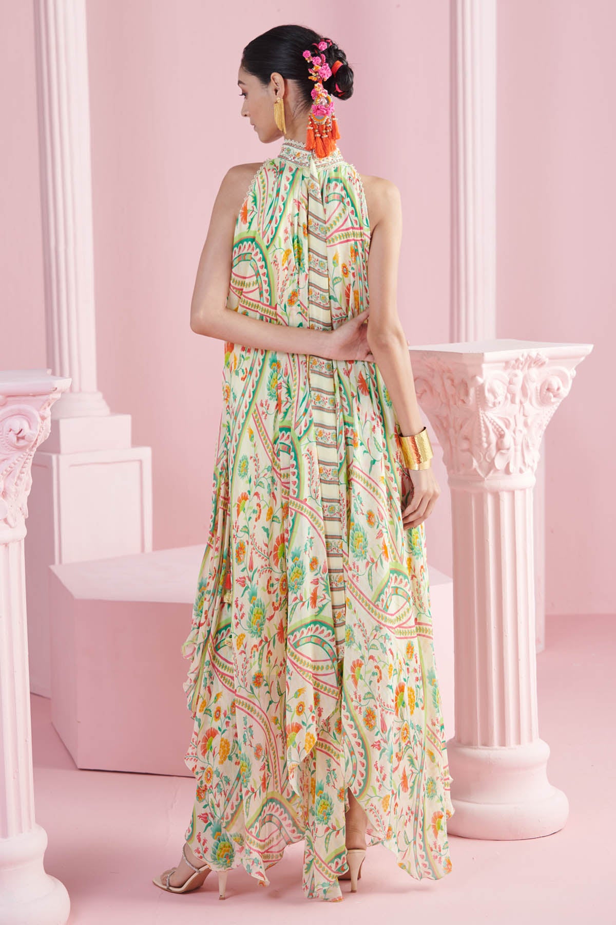 Yellow Chiffon Asymmetric Dress