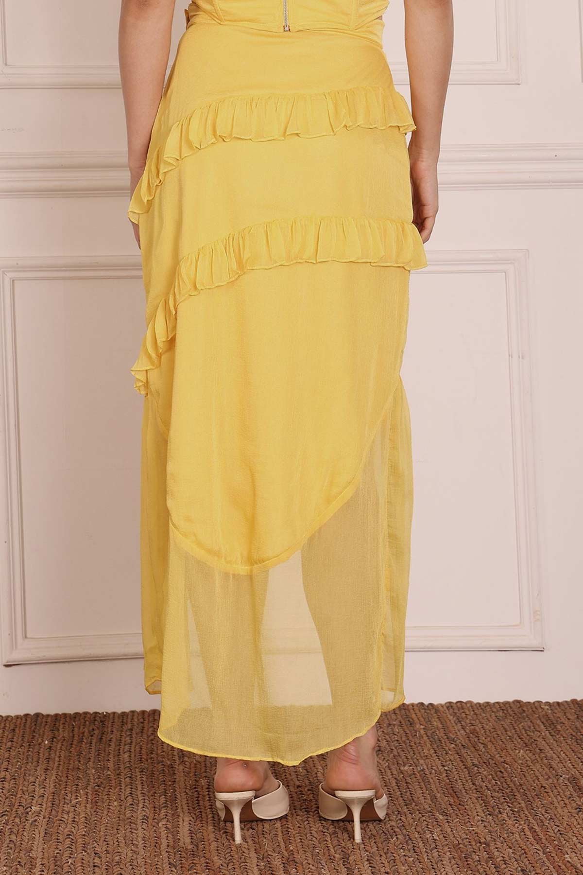 Yellow Chiffon Asymmetric Skirt