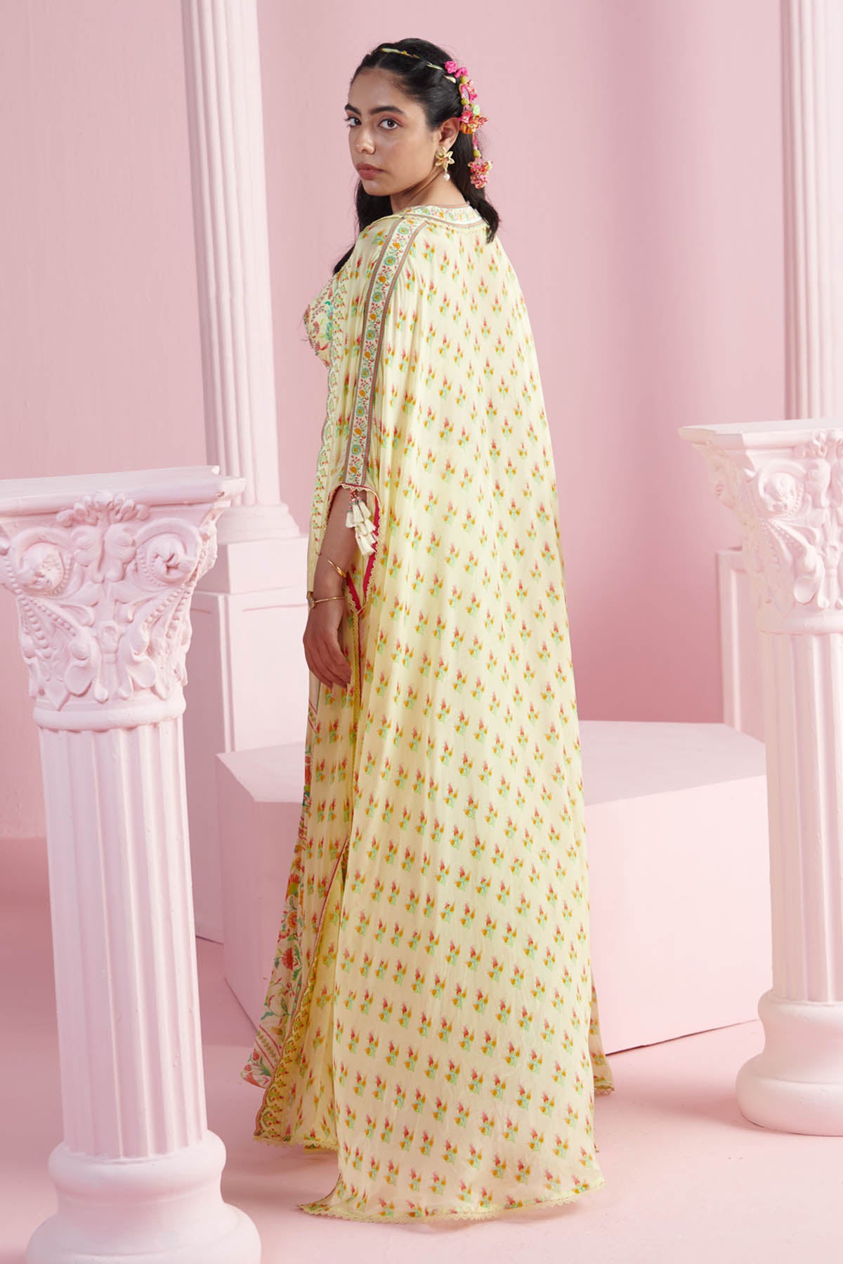 Yellow Chiffon Indo-Western Set