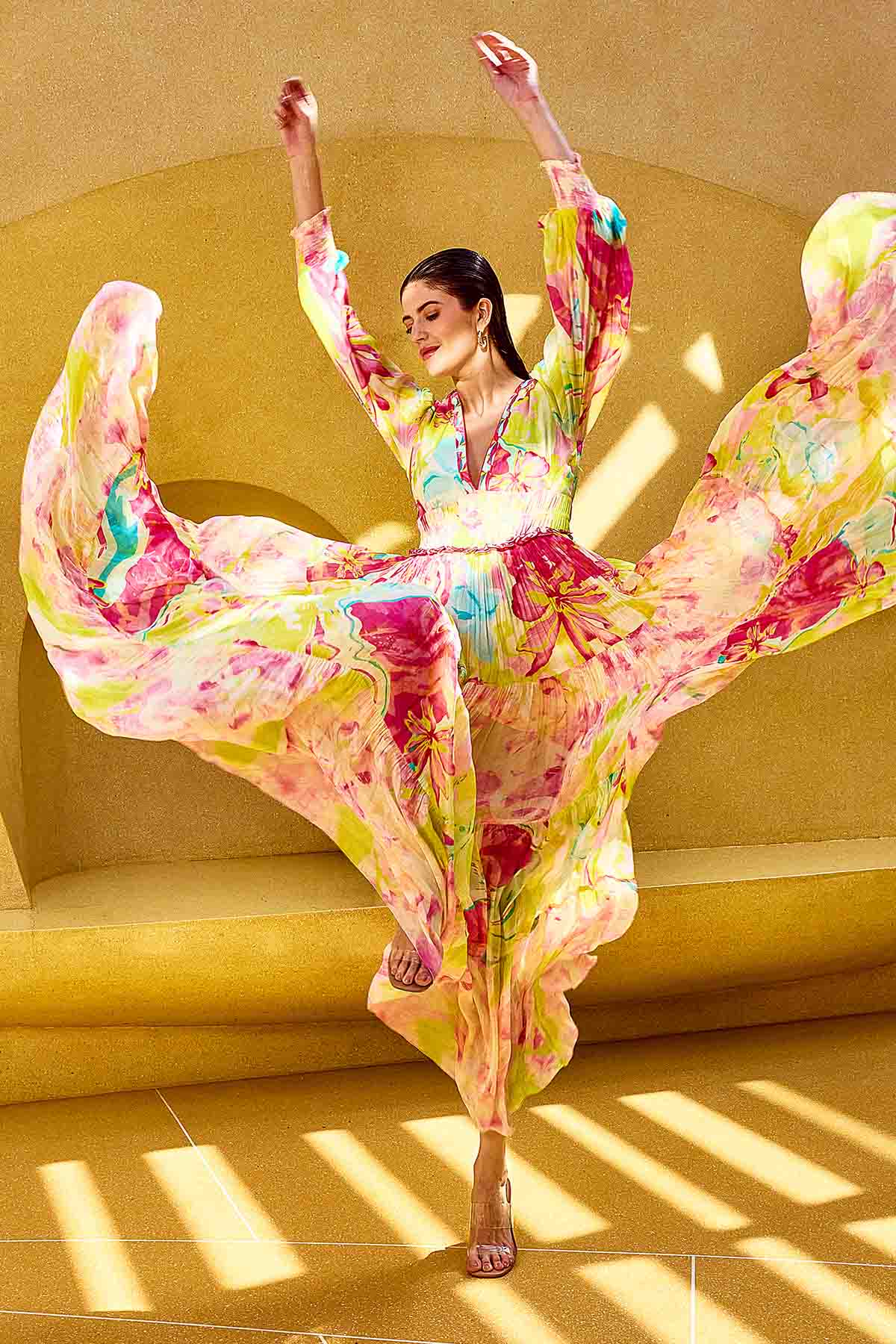 Yellow Chiffon Layered Dress