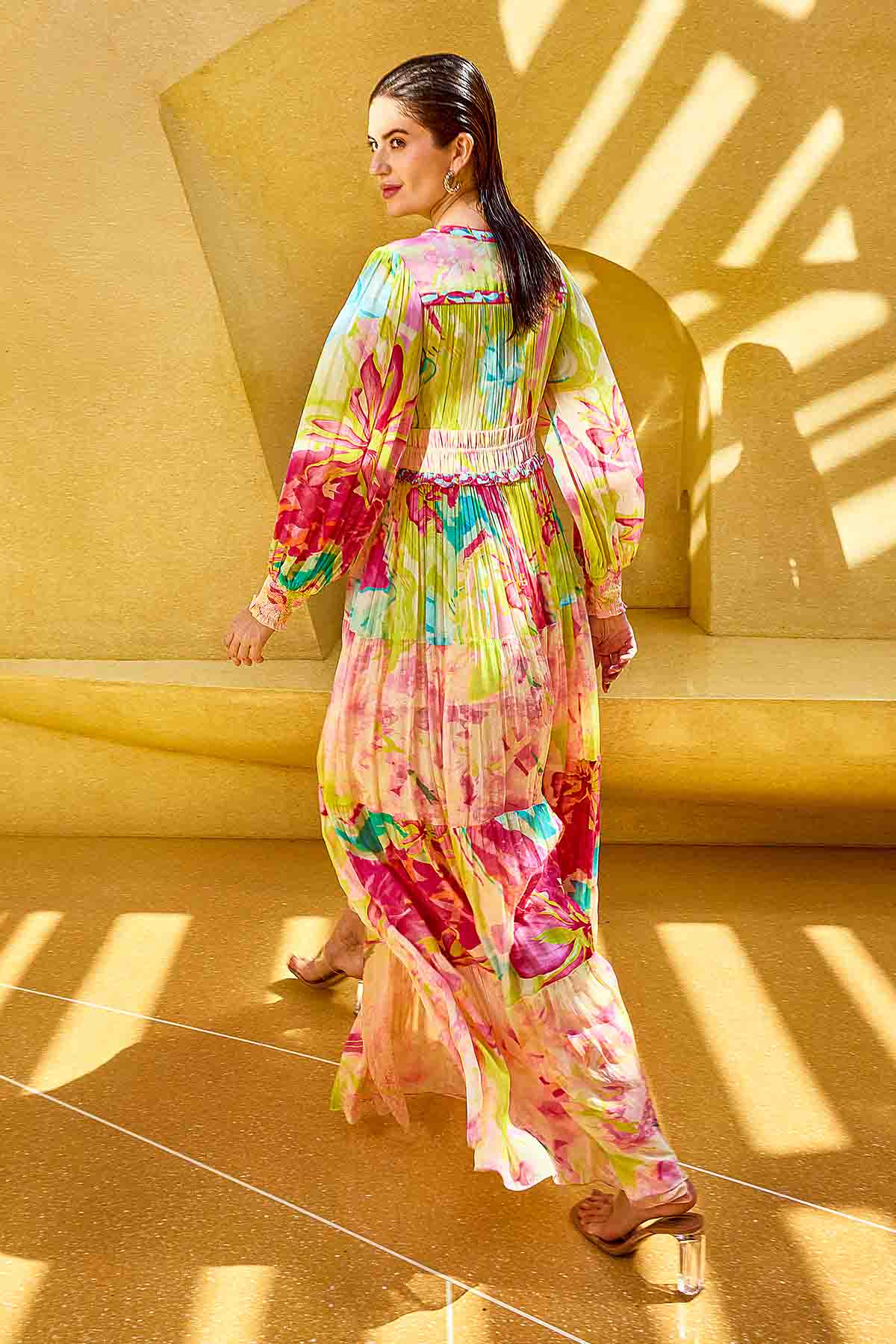 Yellow Chiffon Layered Dress