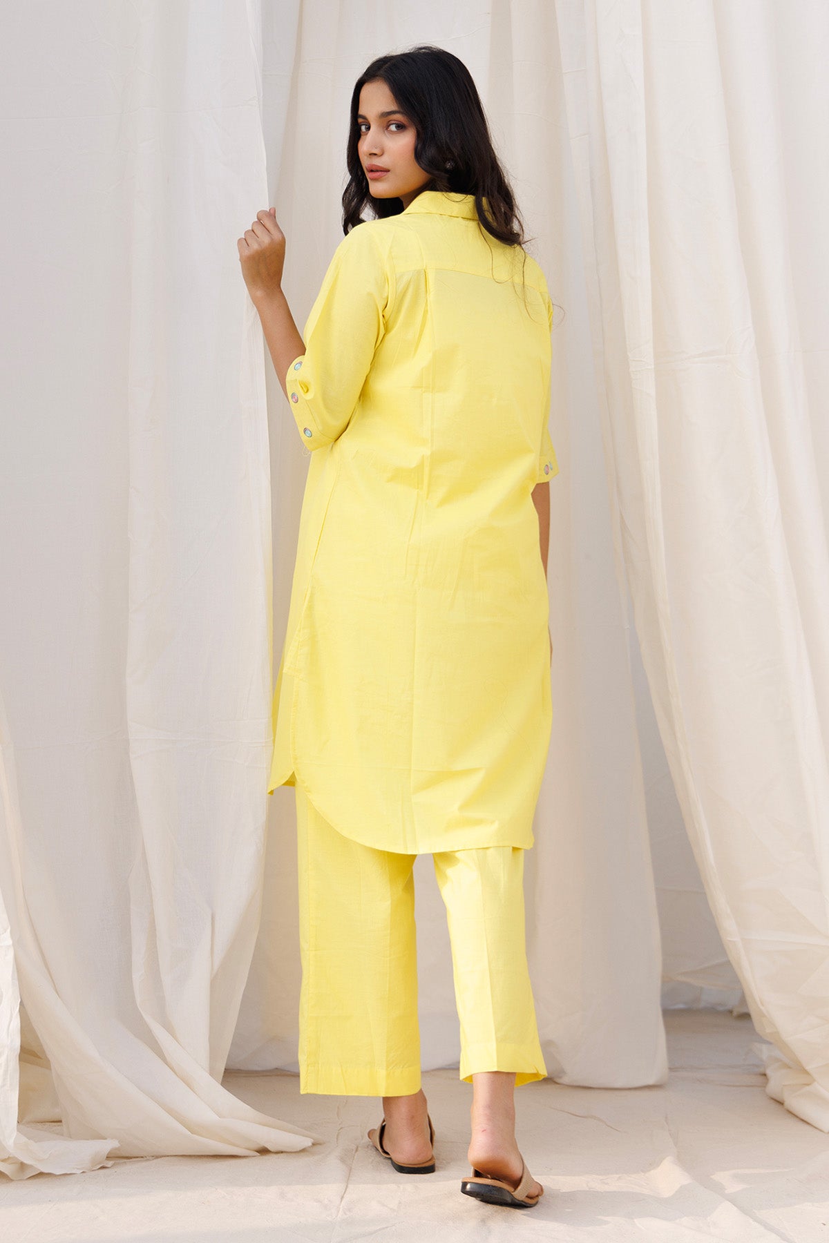 Yellow Collar Kurta & Pants