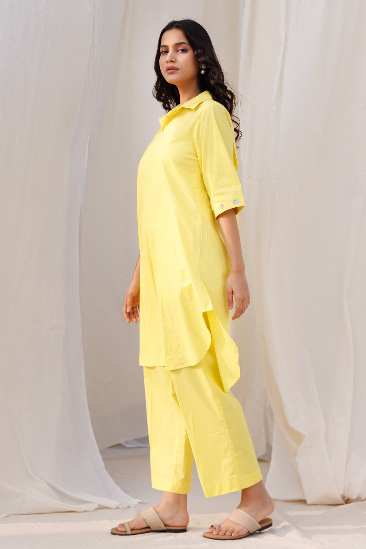 Yellow Collar Kurta & Pants
