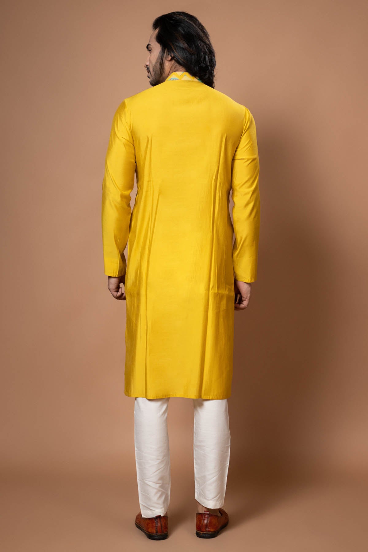 Yellow Collar Kurta & Pyjama