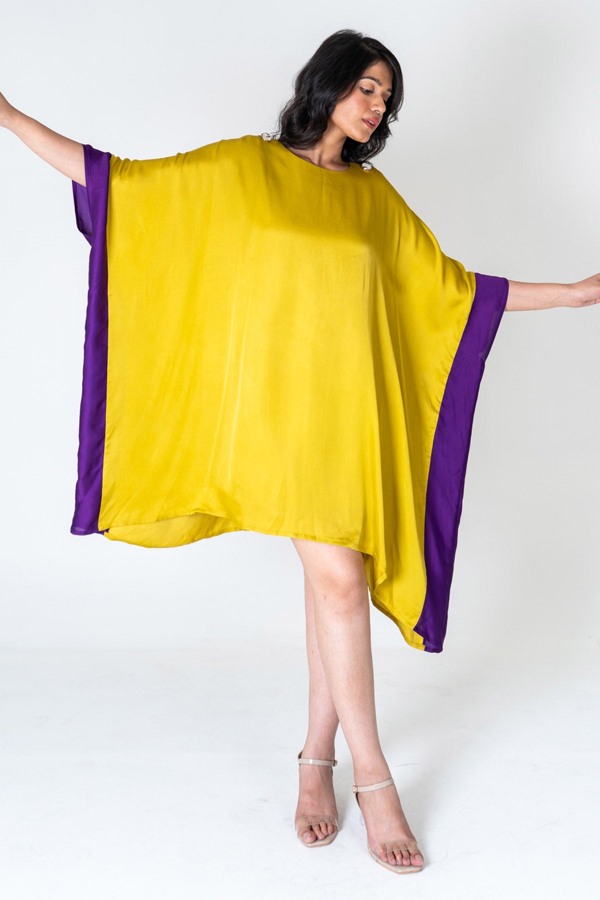 Yellow Colorblock Kaftan Dress